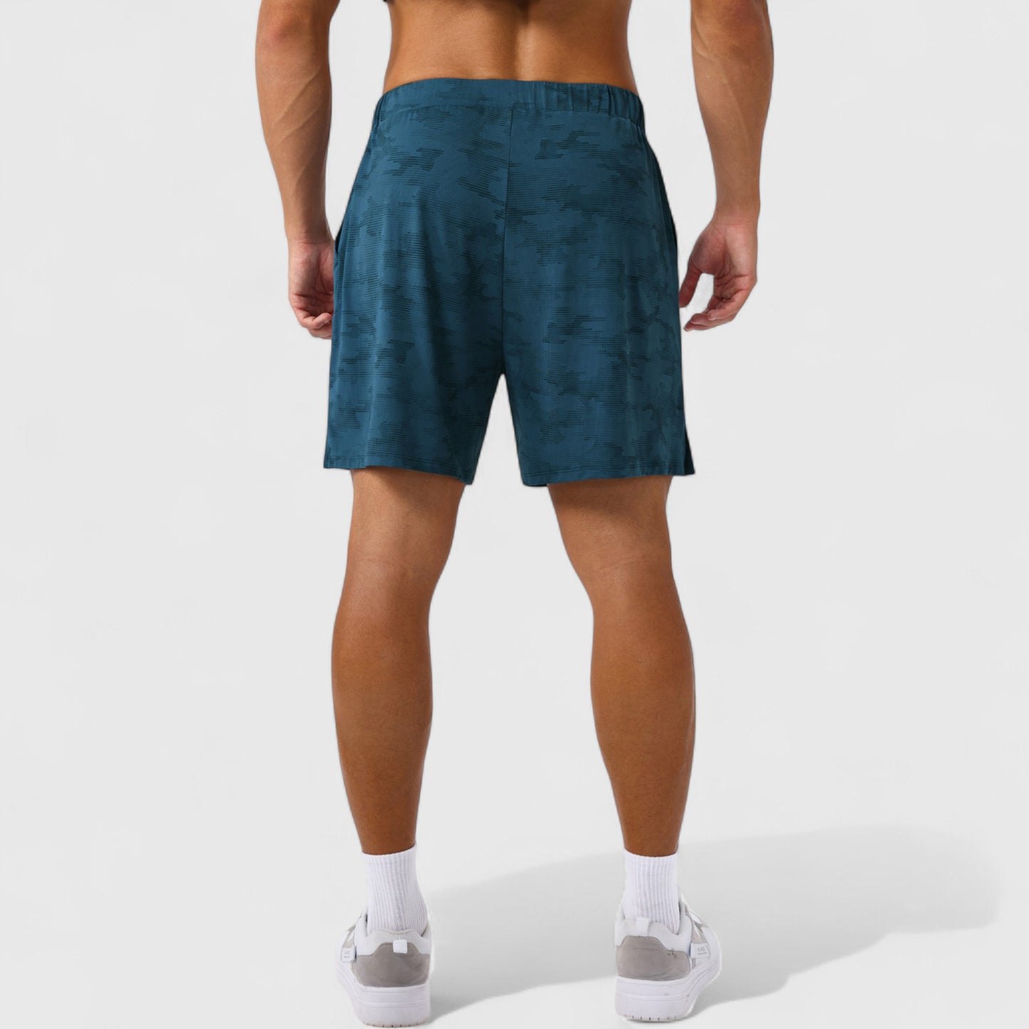 Men's Printed Athletic Shorts with Elastic Waistband and Side Pockets