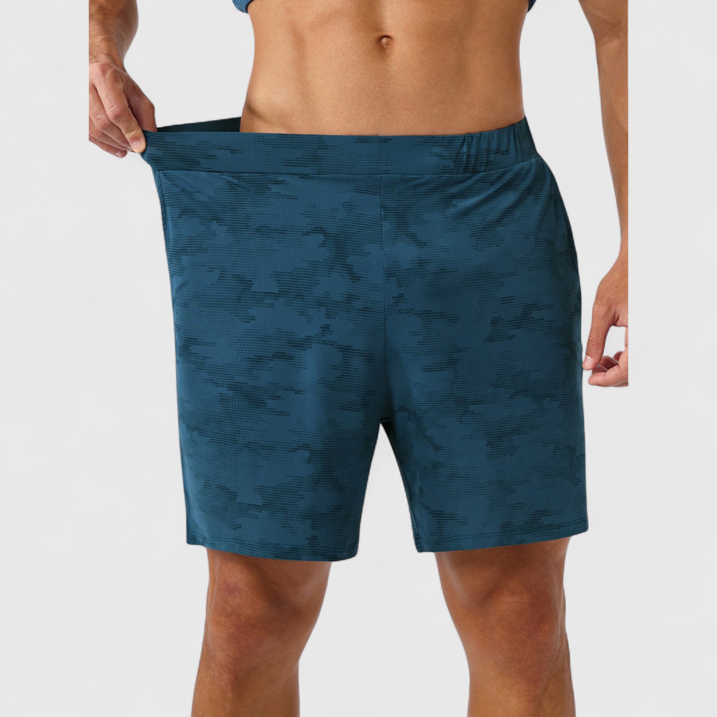 Men's Printed Athletic Shorts with Elastic Waistband and Side Pockets