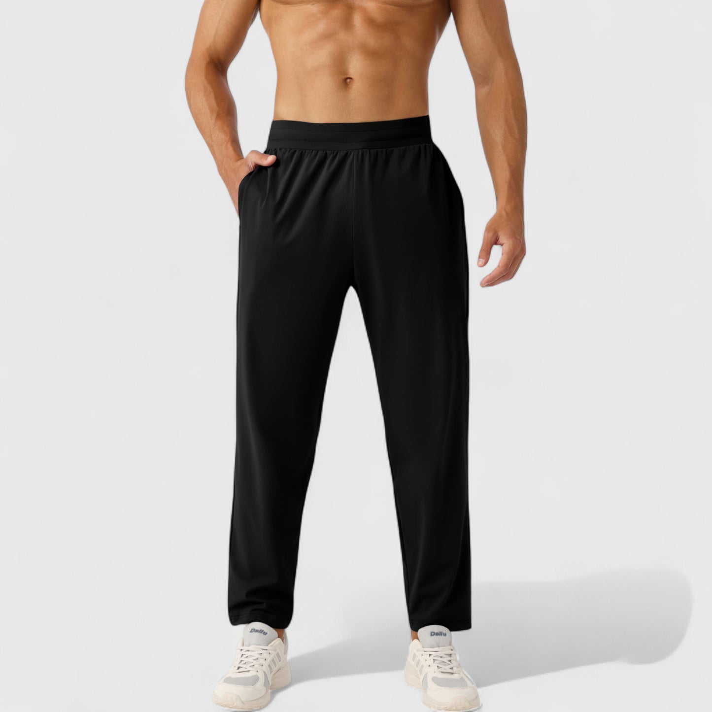 Men's Athletic Training Pants with Elastic Waistband and Straight Leg Fit