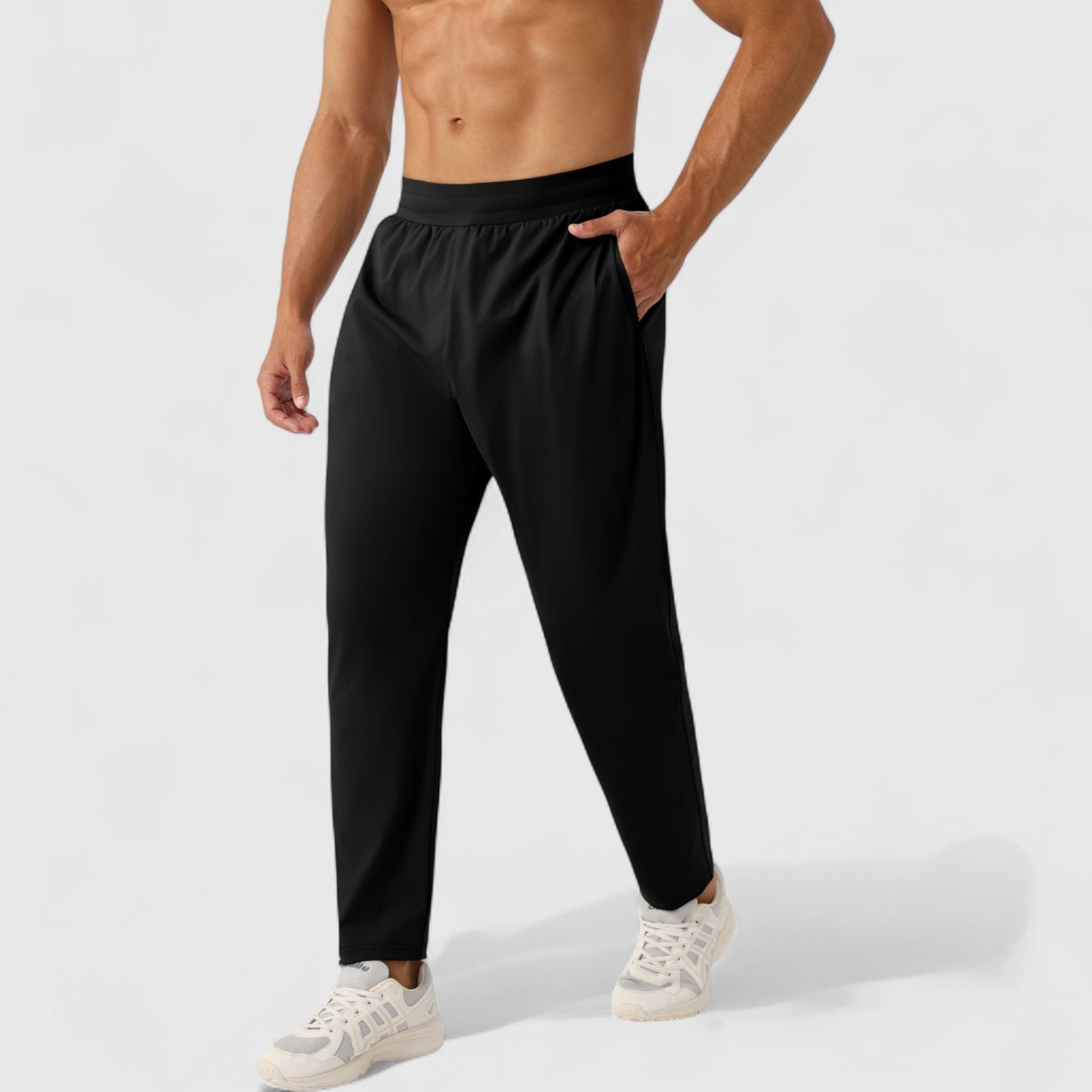 Men's Athletic Training Pants with Elastic Waistband and Straight Leg Fit