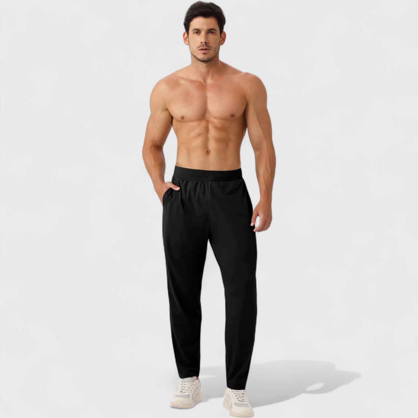 Men's Athletic Training Pants with Elastic Waistband and Straight Leg Fit