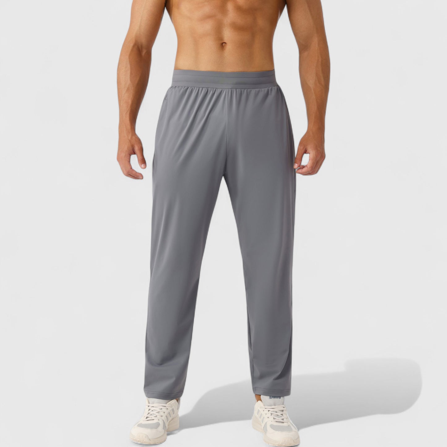 Men's Athletic Training Pants with Elastic Waistband and Straight Leg Fit