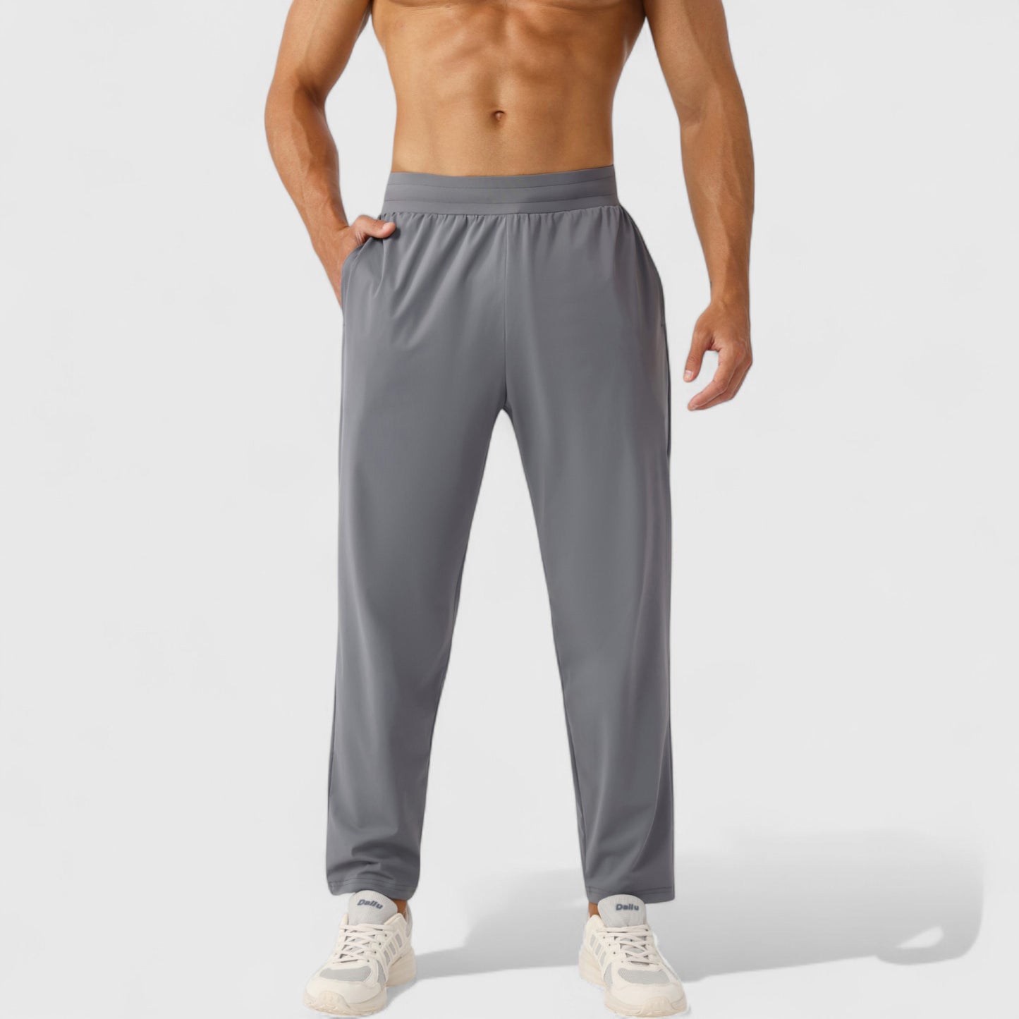 Men's Athletic Training Pants with Elastic Waistband and Straight Leg Fit