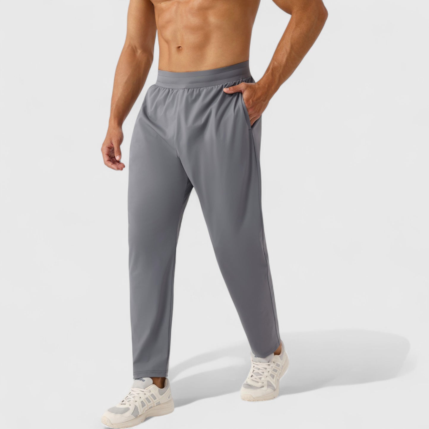 Men's Athletic Training Pants with Elastic Waistband and Straight Leg Fit