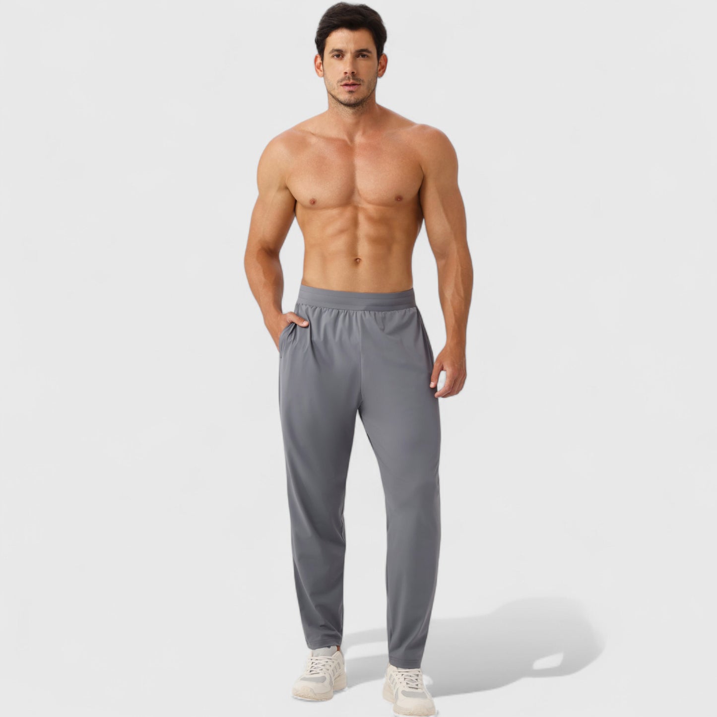 Men's Athletic Training Pants with Elastic Waistband and Straight Leg Fit