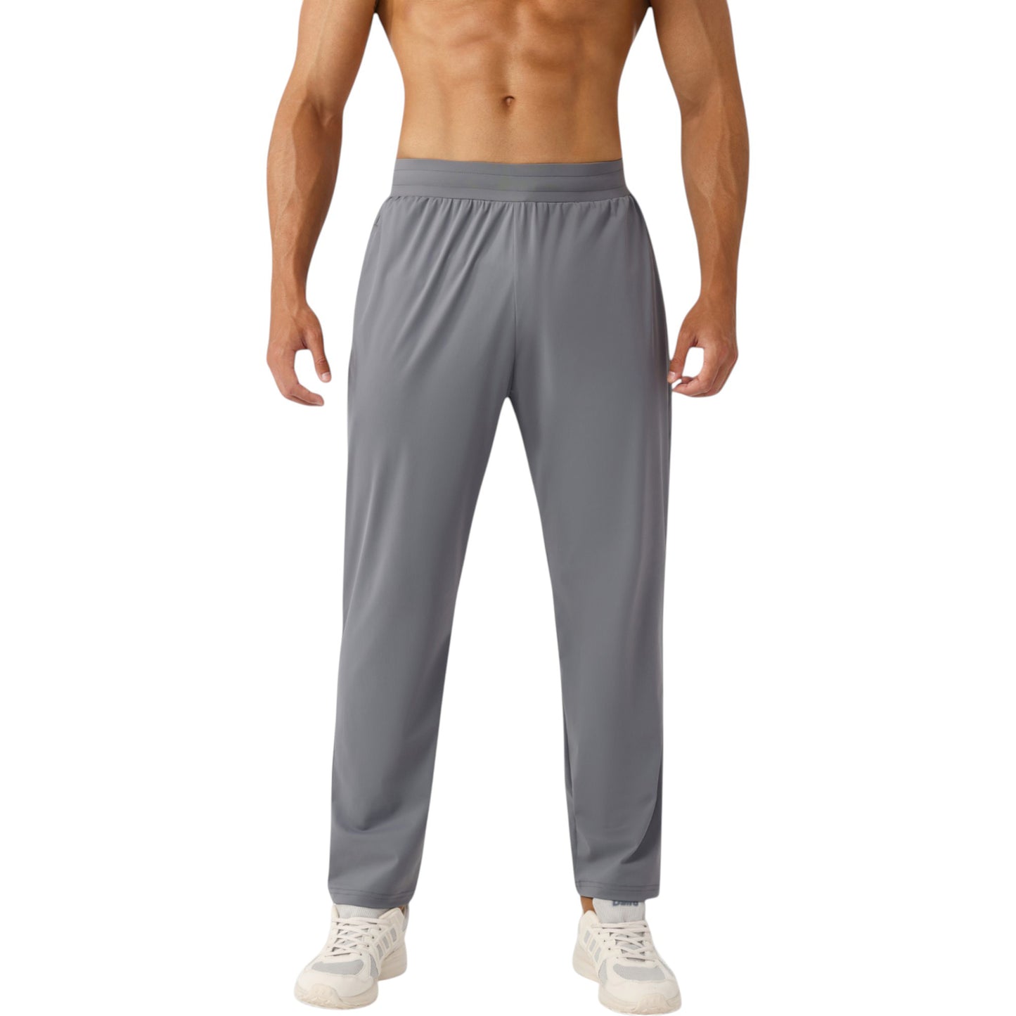 Men's Athletic Training Pants with Elastic Waistband and Straight Leg Fit