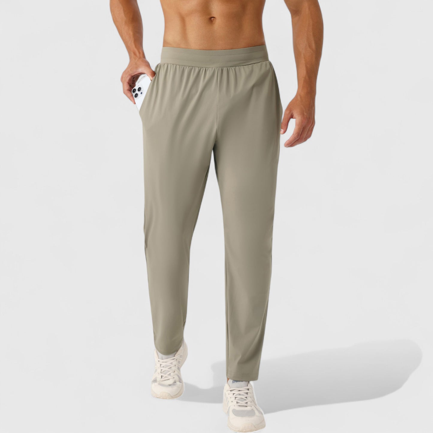 Men's Athletic Training Pants with Elastic Waistband and Straight Leg Fit