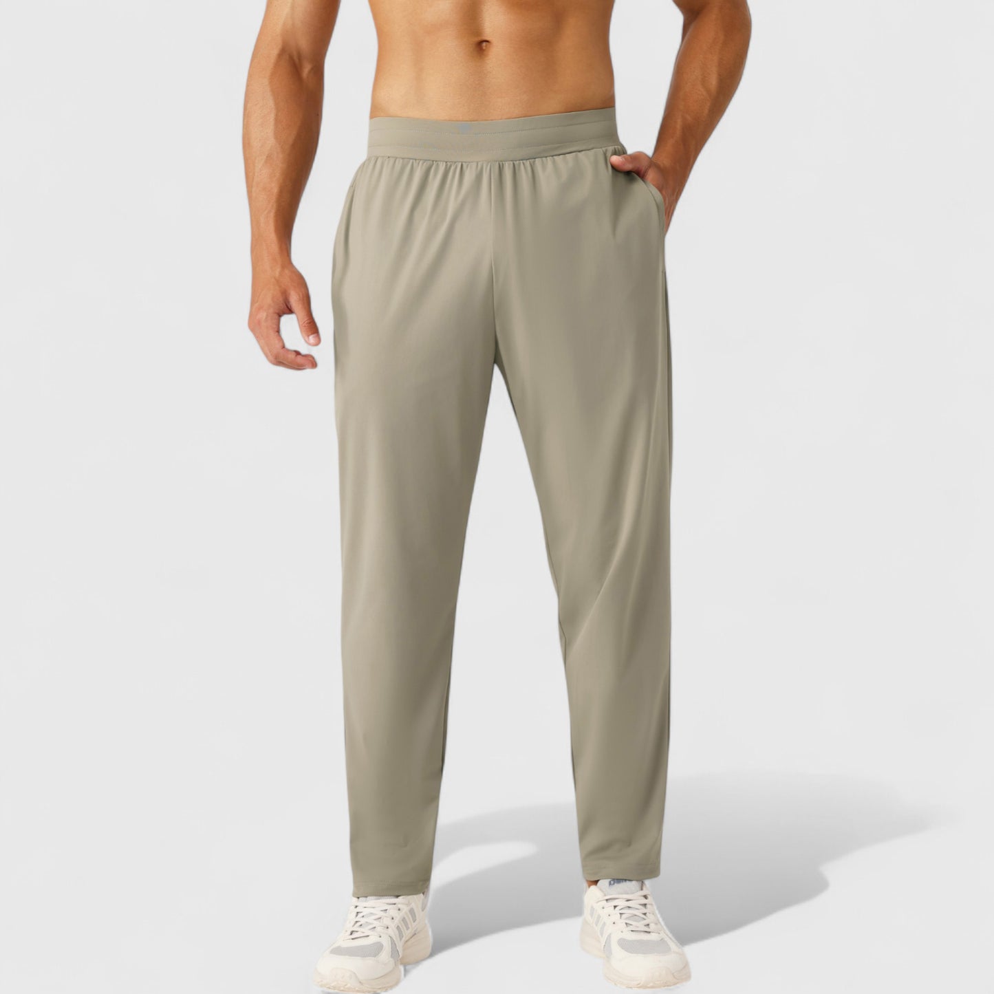 Men's Athletic Training Pants with Elastic Waistband and Straight Leg Fit