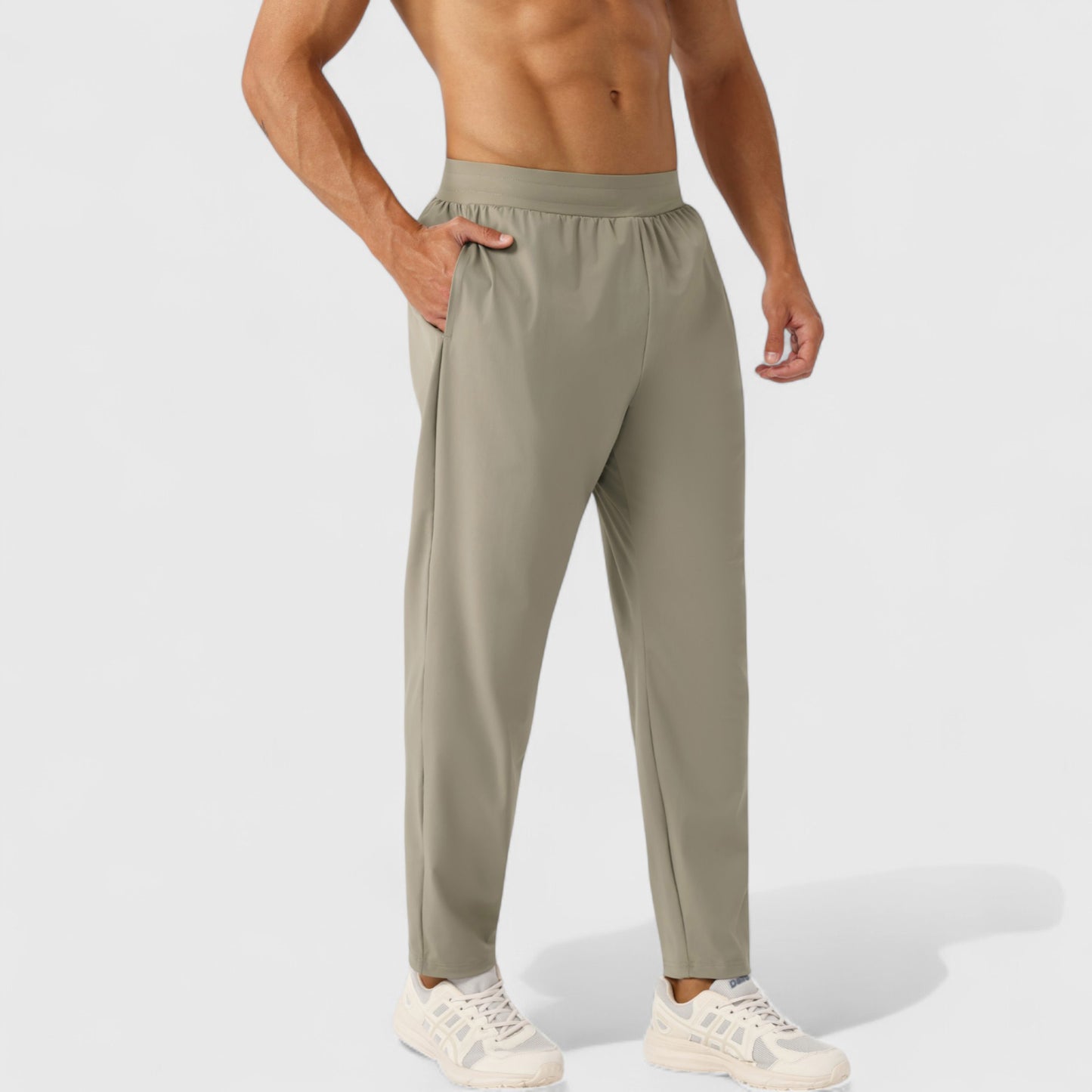 Men's Athletic Training Pants with Elastic Waistband and Straight Leg Fit