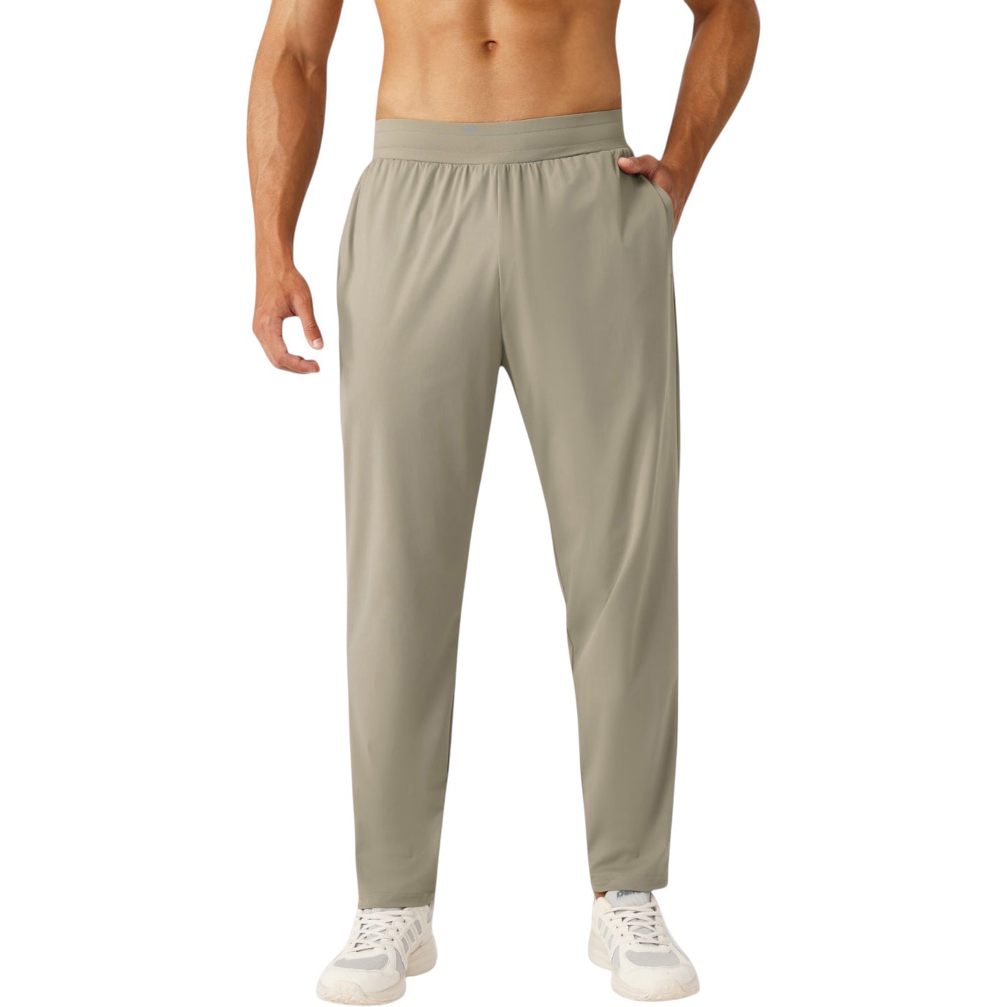 Men's Athletic Training Pants with Elastic Waistband and Straight Leg Fit