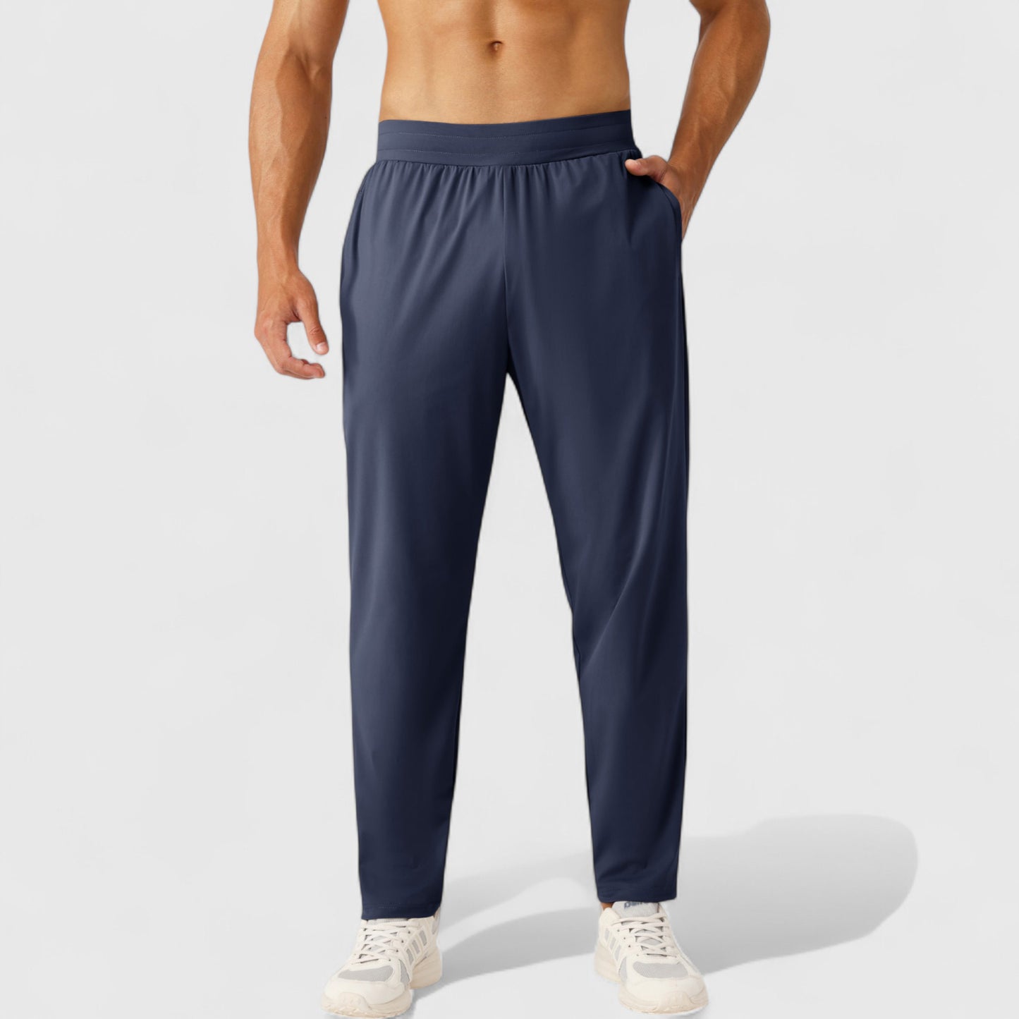 Men's Athletic Training Pants with Elastic Waistband and Straight Leg Fit