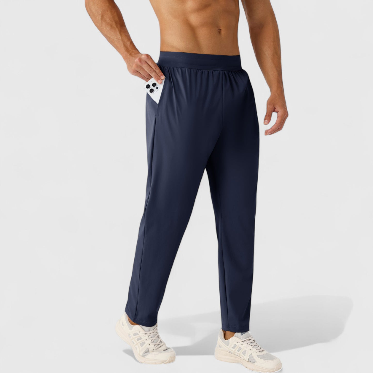 Men's Athletic Training Pants with Elastic Waistband and Straight Leg Fit