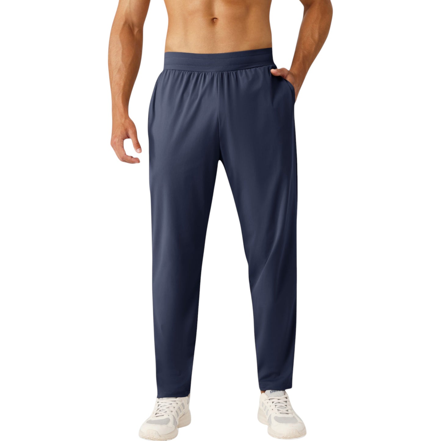 Men's Athletic Training Pants with Elastic Waistband and Straight Leg Fit