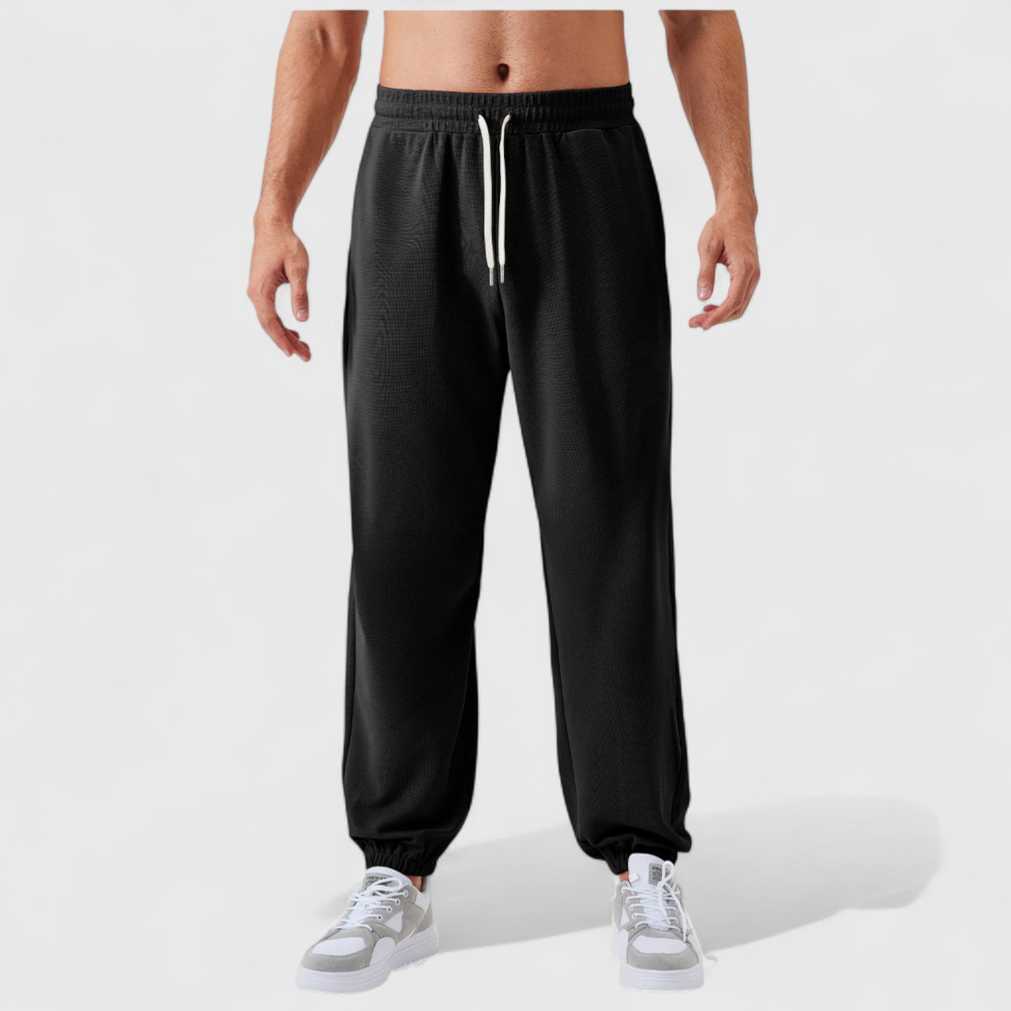 Men's Jogger Pants with Drawstring Waistband and Elastic Cuffs for Active Comfort