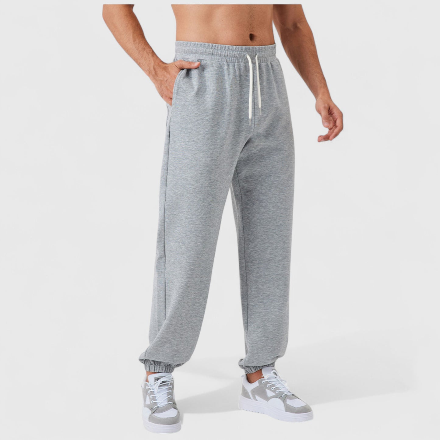 Men's Jogger Pants with Drawstring Waistband and Elastic Cuffs for Active Comfort