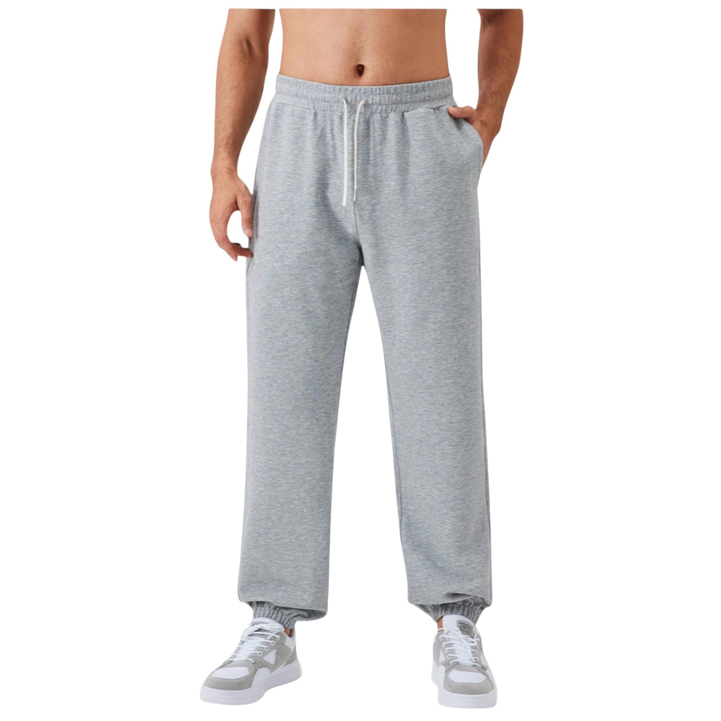 Men's Jogger Pants with Drawstring Waistband and Elastic Cuffs for Active Comfort