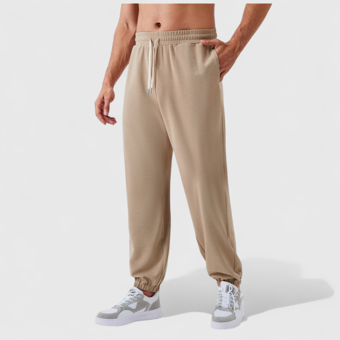 Men's Jogger Pants with Drawstring Waistband and Elastic Cuffs for Active Comfort