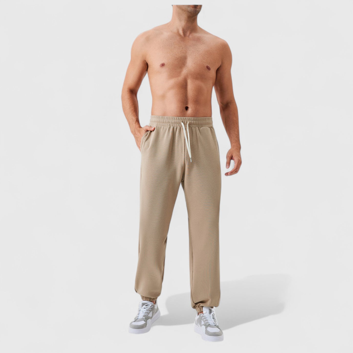 Men's Jogger Pants with Drawstring Waistband and Elastic Cuffs for Active Comfort