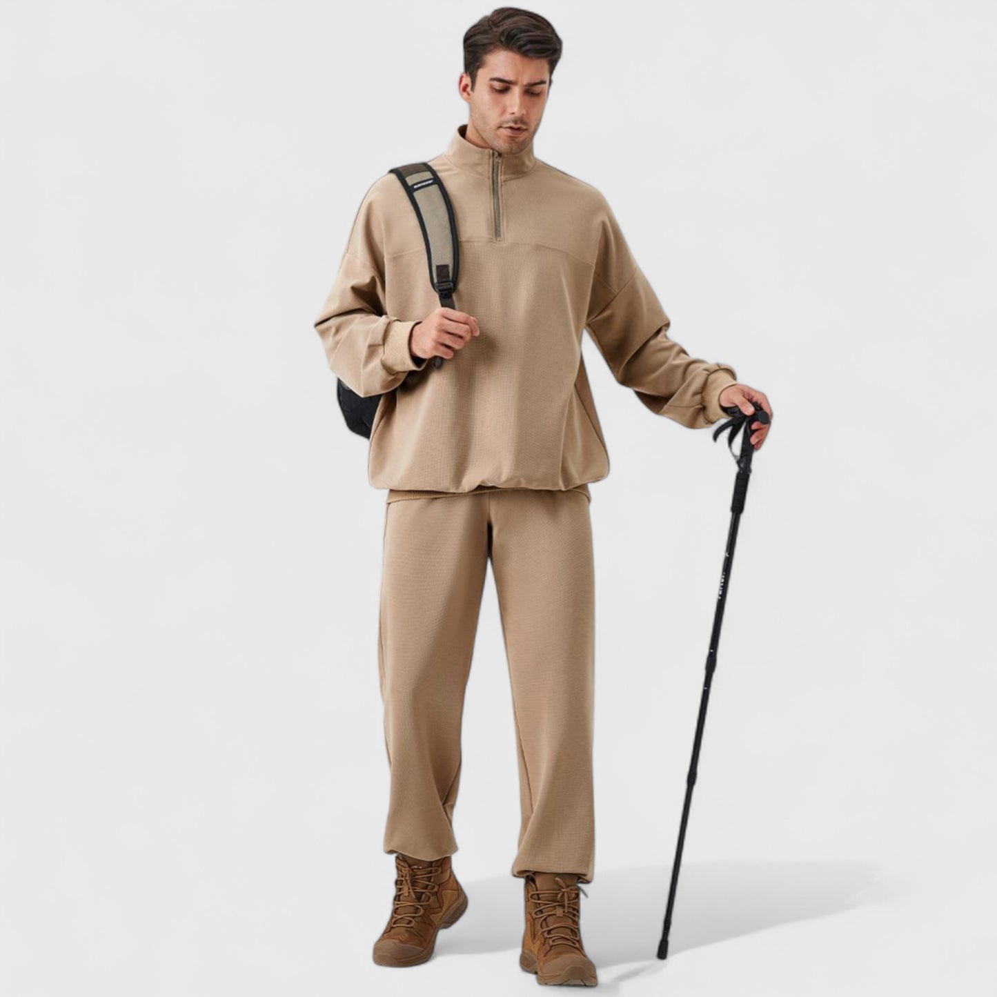 Men's Jogger Pants with Drawstring Waistband and Elastic Cuffs for Active Comfort