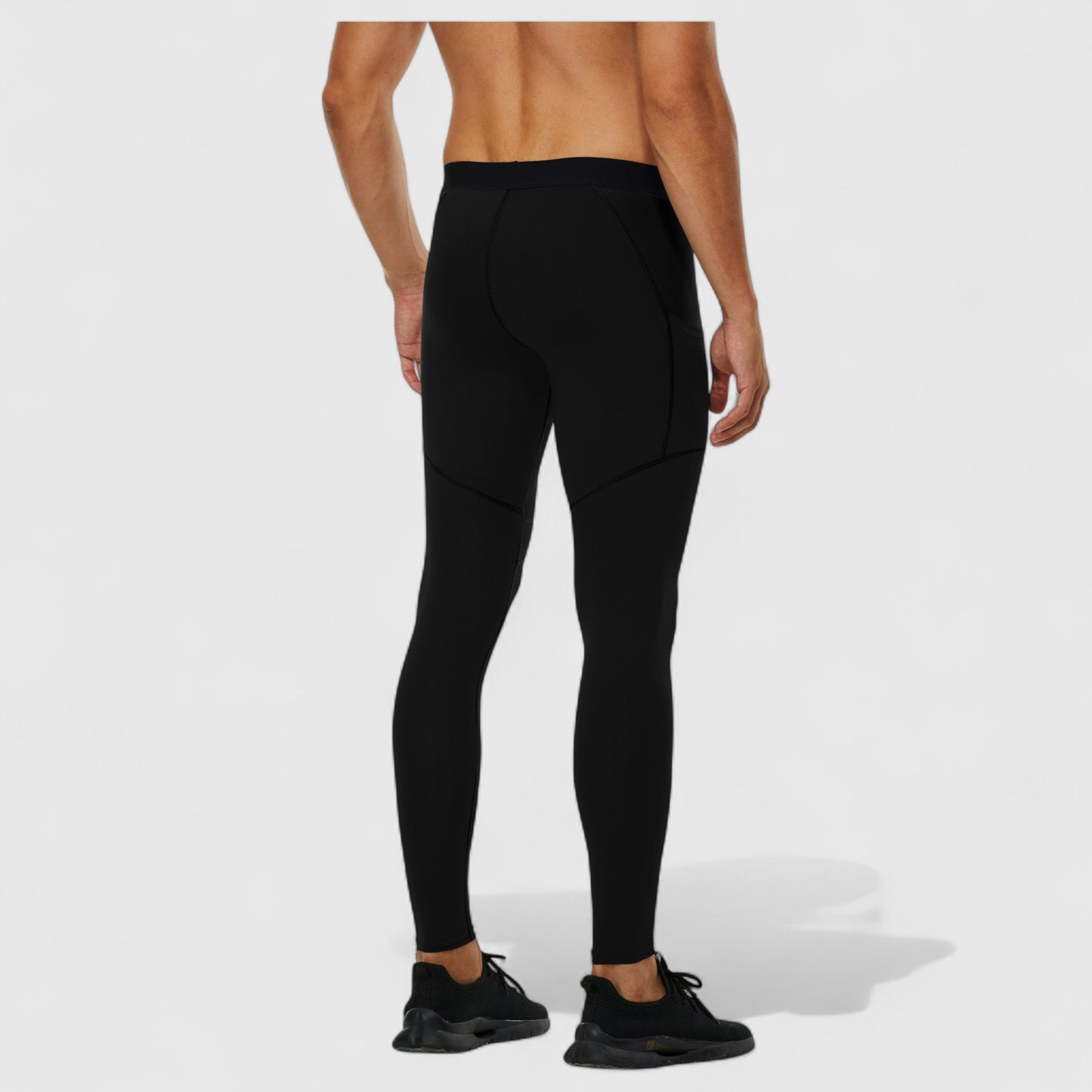 Men's Compression Leggings with Wide Waistband and Side Pocket for Training and Performance