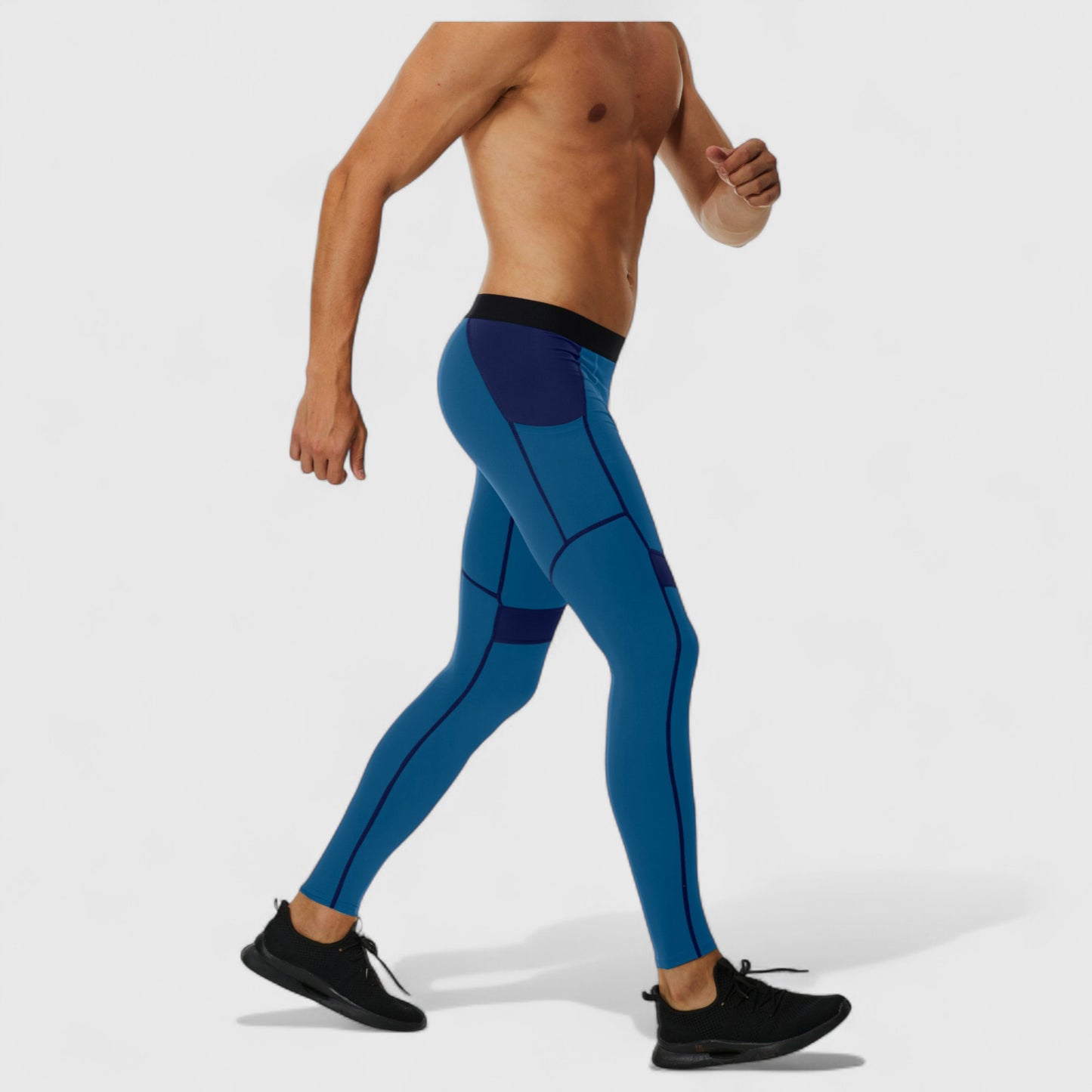Men's Compression Leggings with Wide Waistband and Side Pocket for Training and Performance