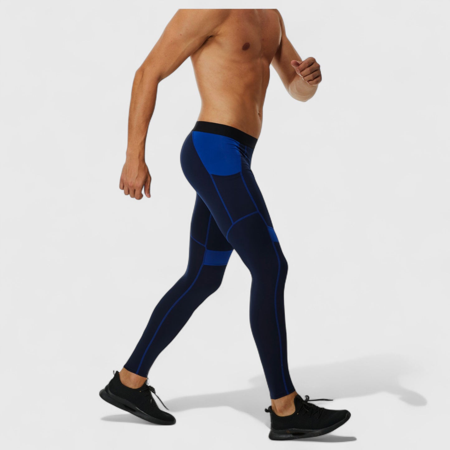 Men's Compression Leggings with Wide Waistband and Side Pocket for Training and Performance