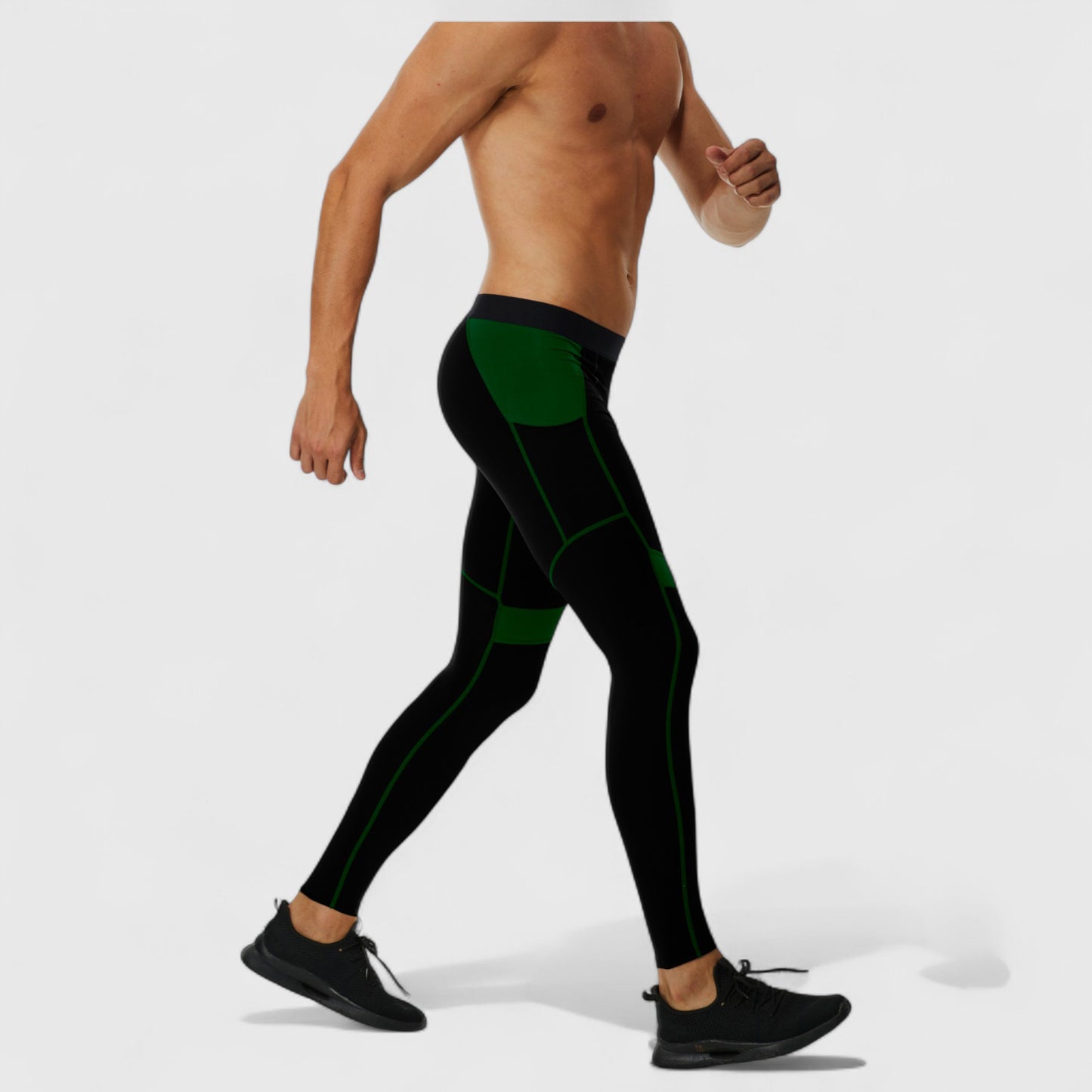 Men's Compression Leggings with Wide Waistband and Side Pocket for Training and Performance