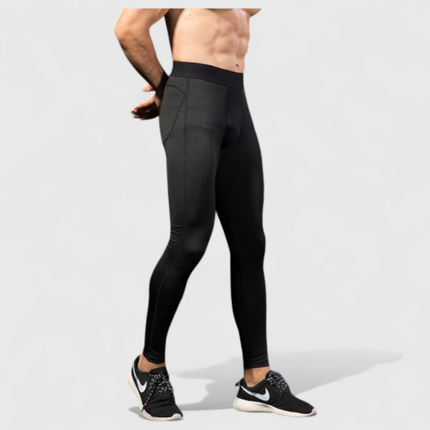 Men's Performance Leggings with Contoured Support Pouch and Seamless Fit for Training and Recovery