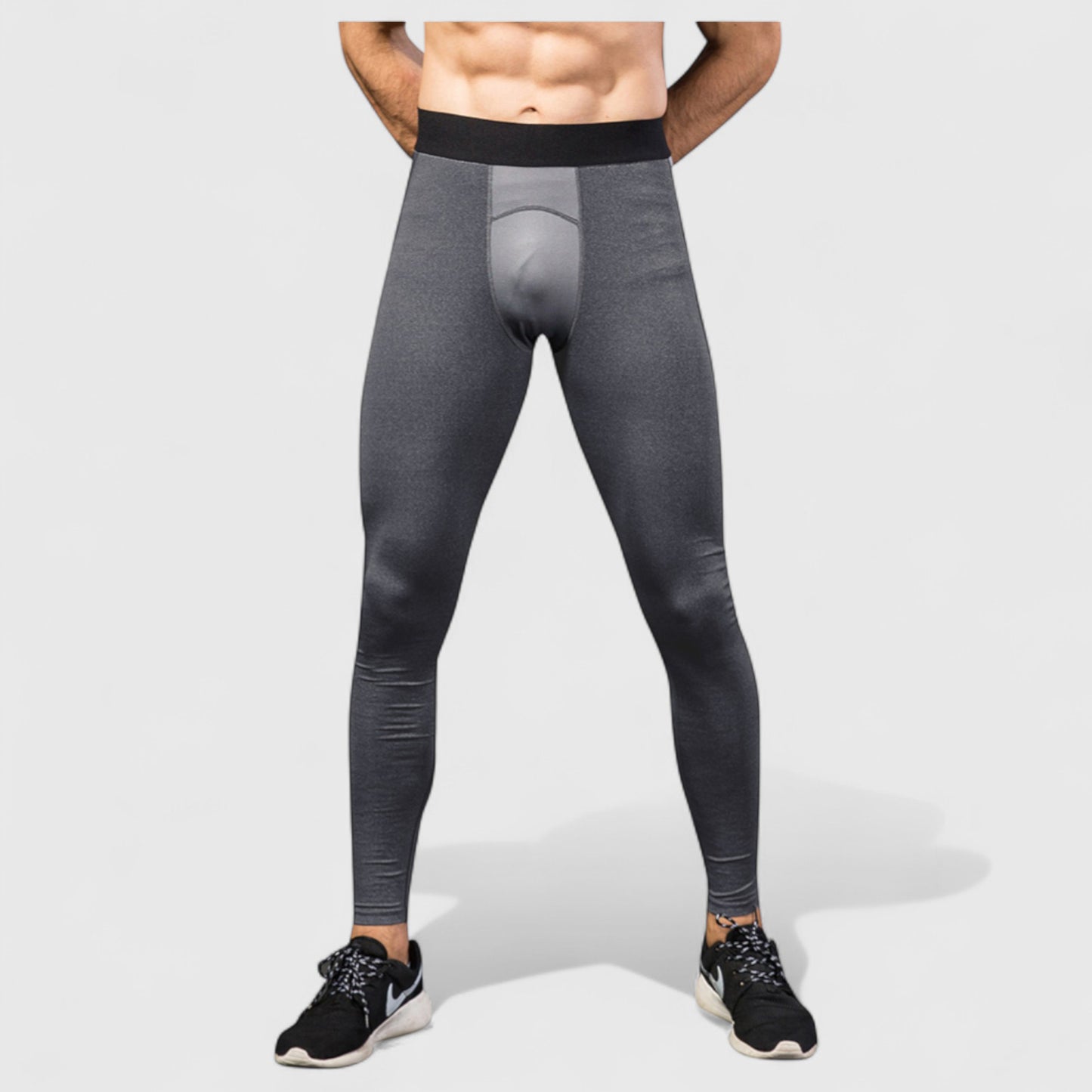 Men's Performance Leggings with Contoured Support Pouch and Seamless Fit for Training and Recovery