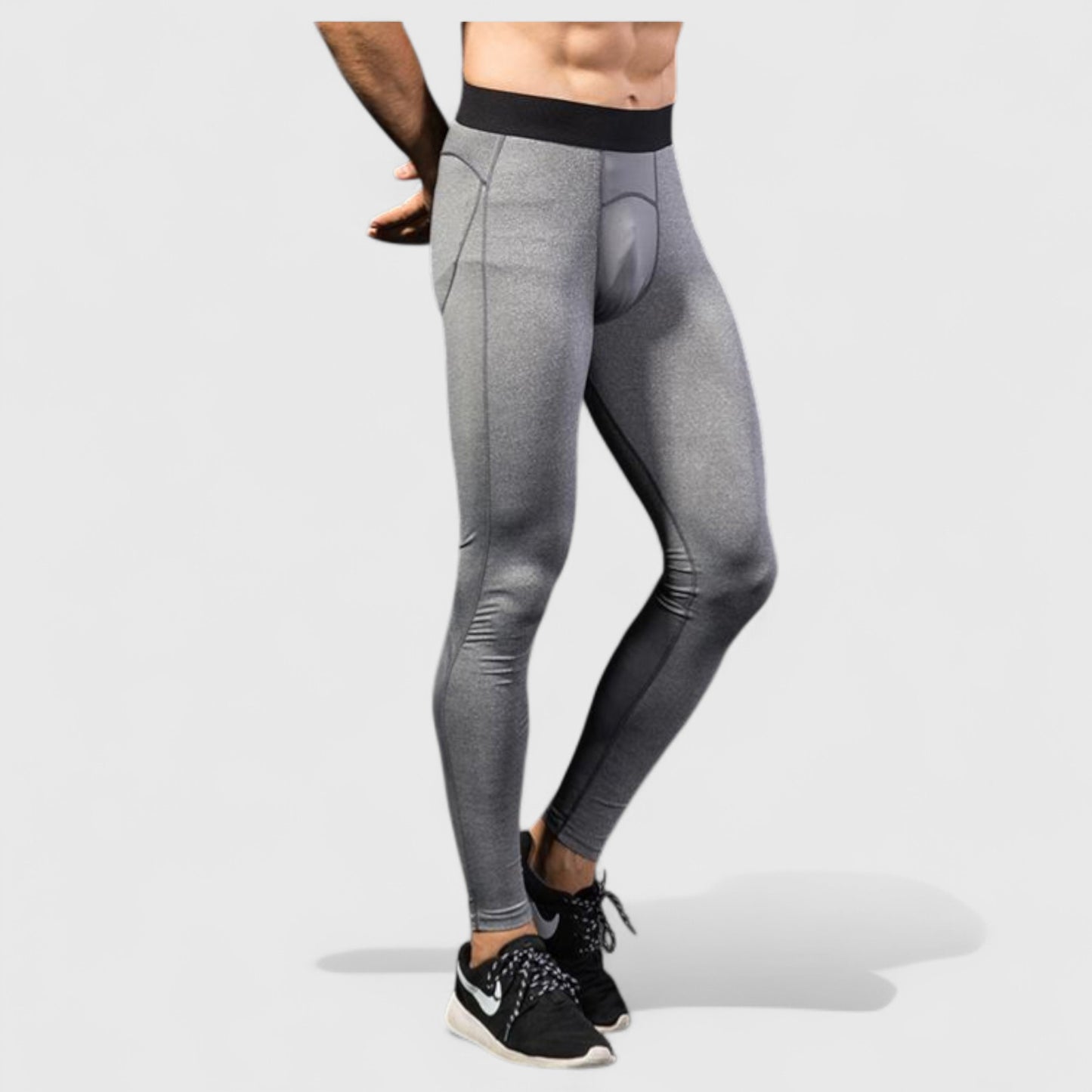 Men's Performance Leggings with Contoured Support Pouch and Seamless Fit for Training and Recovery
