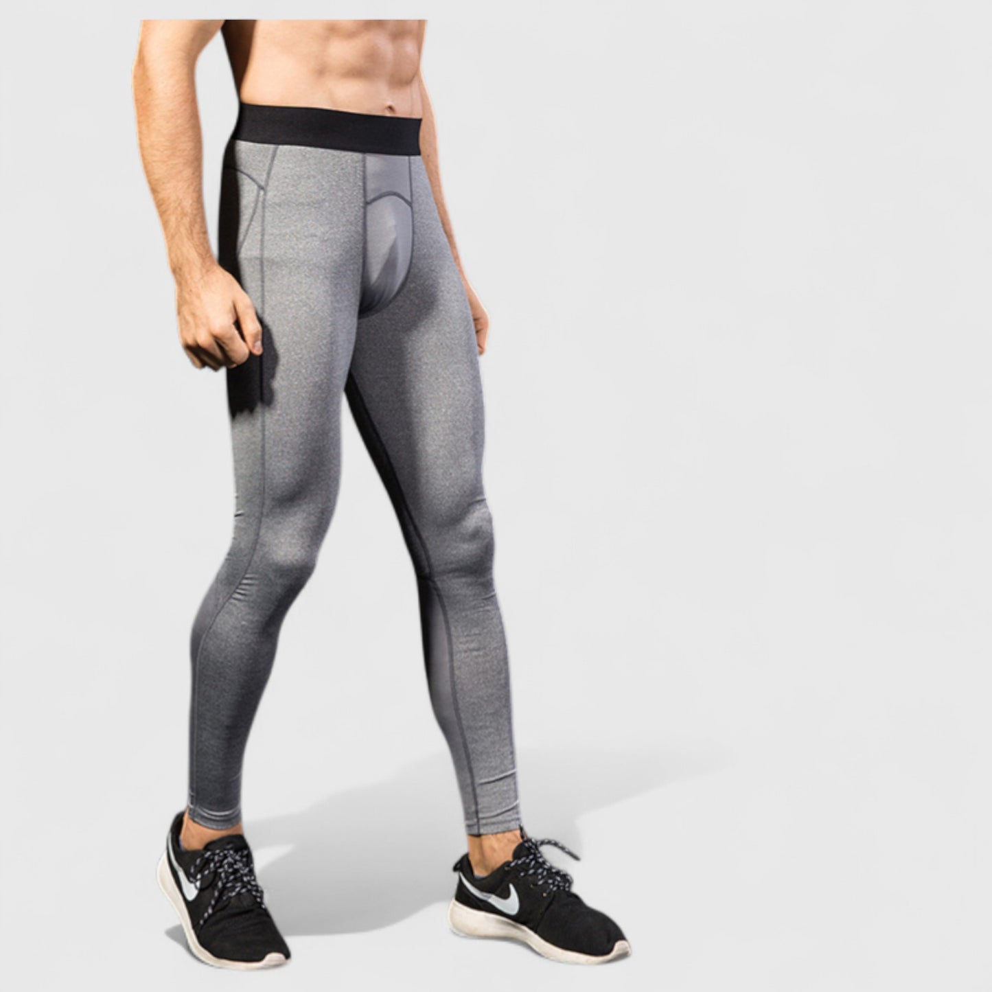 Men's Performance Leggings with Contoured Support Pouch and Seamless Fit for Training and Recovery