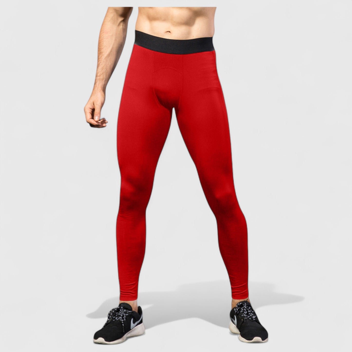 Men's Performance Leggings with Contoured Support Pouch and Seamless Fit for Training and Recovery