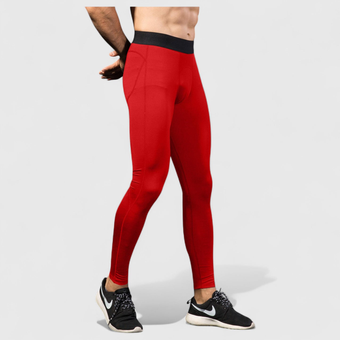 Men's Performance Leggings with Contoured Support Pouch and Seamless Fit for Training and Recovery