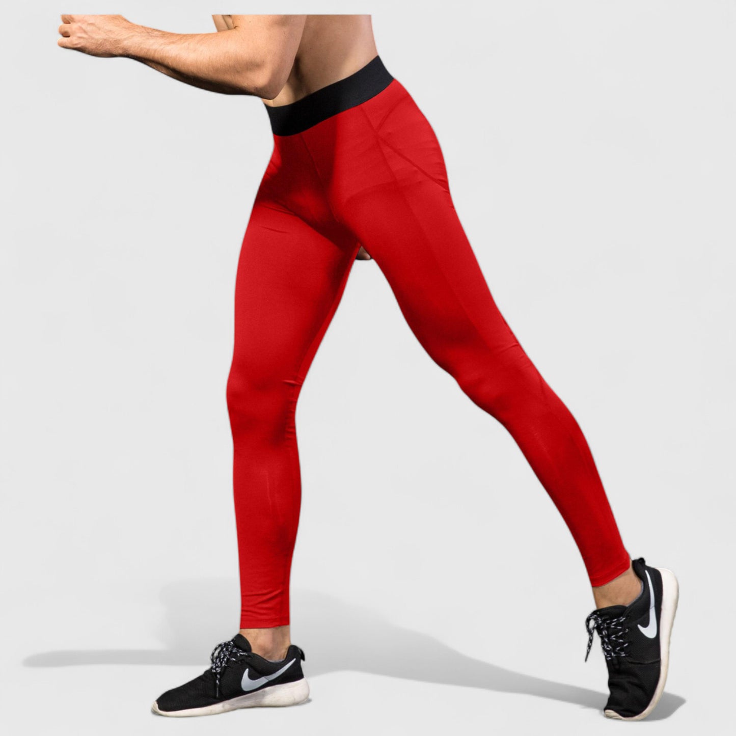 Men's Performance Leggings with Contoured Support Pouch and Seamless Fit for Training and Recovery
