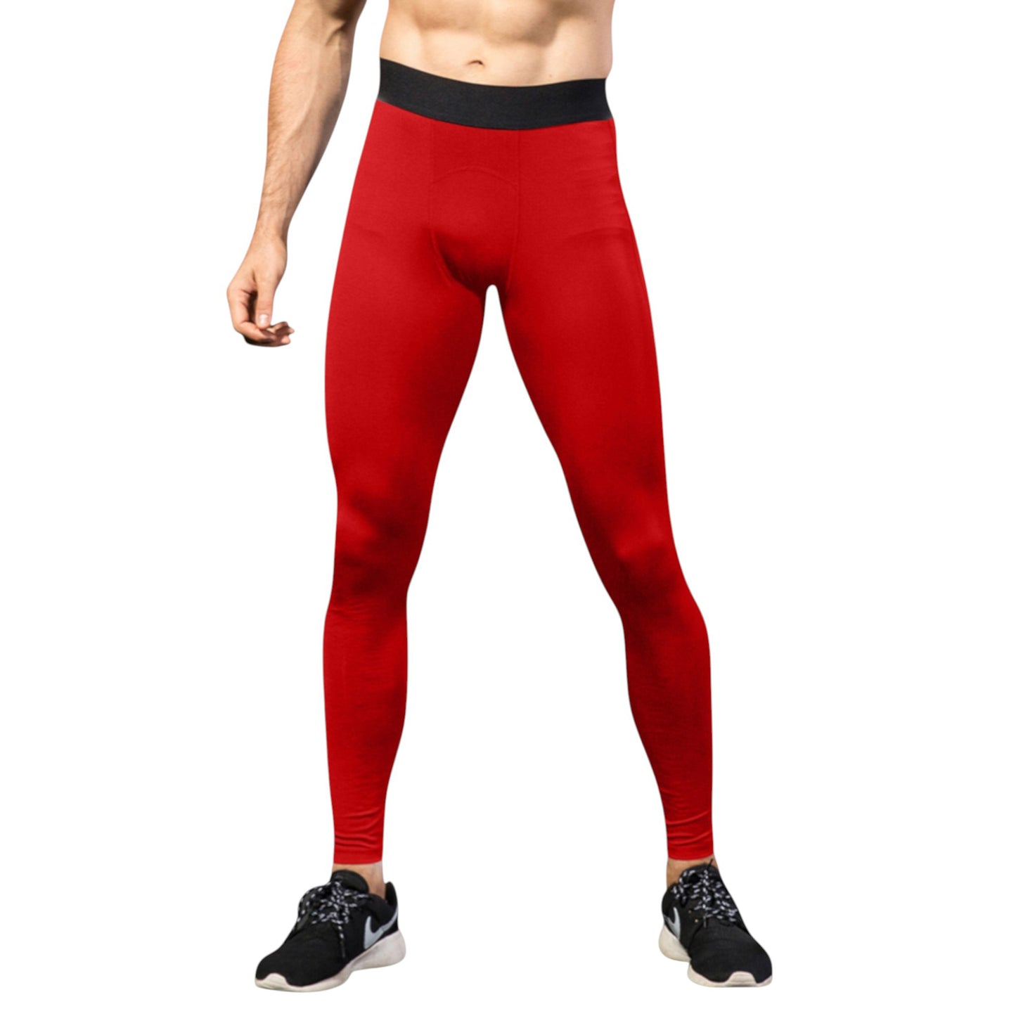 Men's Performance Leggings with Contoured Support Pouch and Seamless Fit for Training and Recovery
