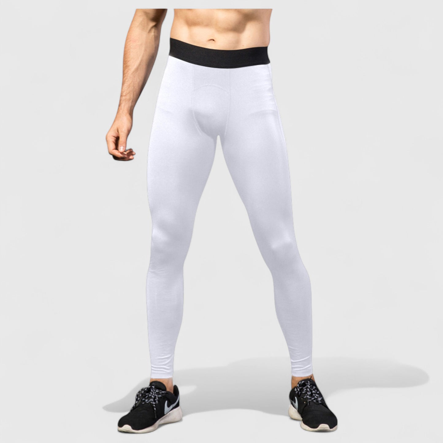 Men's Performance Leggings with Contoured Support Pouch and Seamless Fit for Training and Recovery