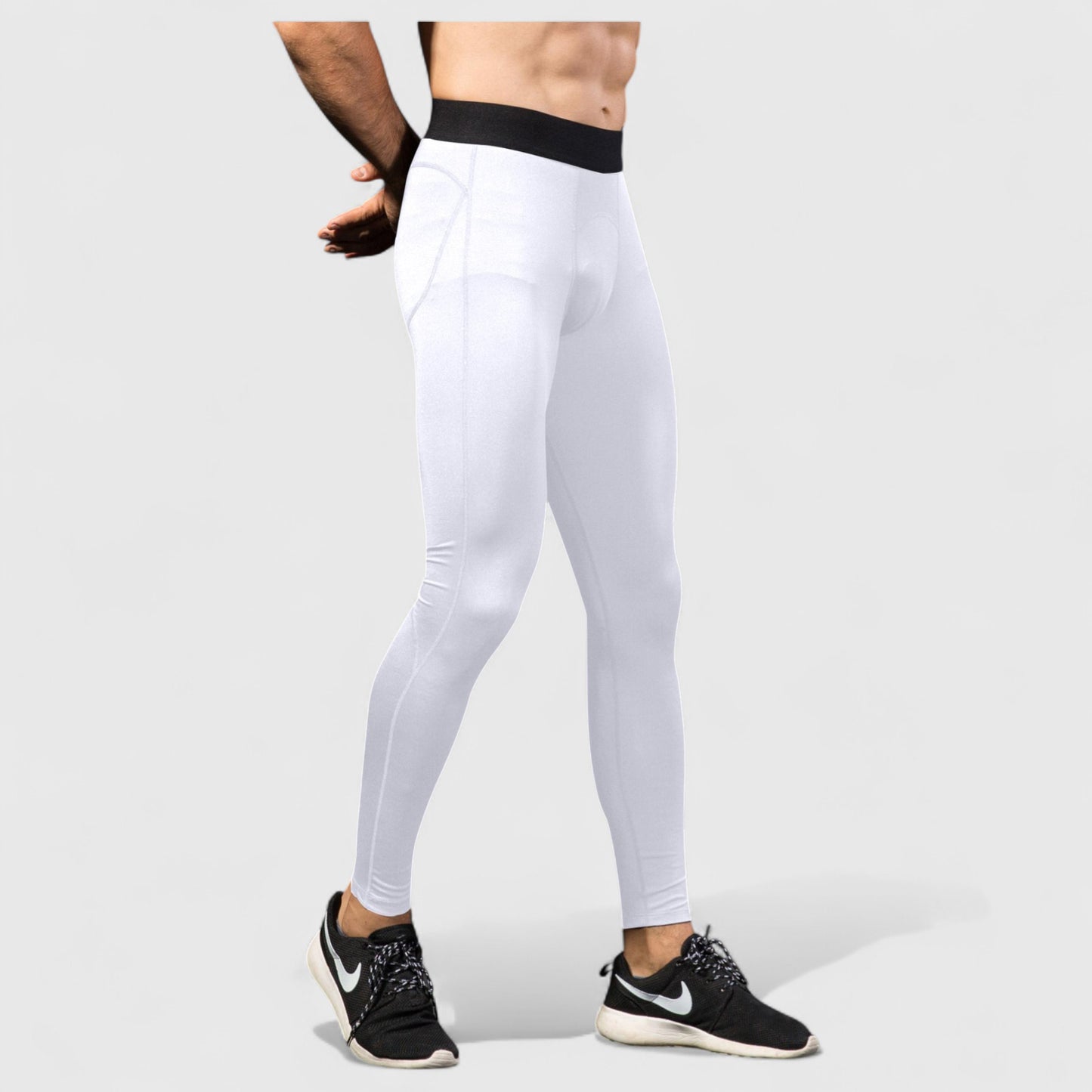 Men's Performance Leggings with Contoured Support Pouch and Seamless Fit for Training and Recovery