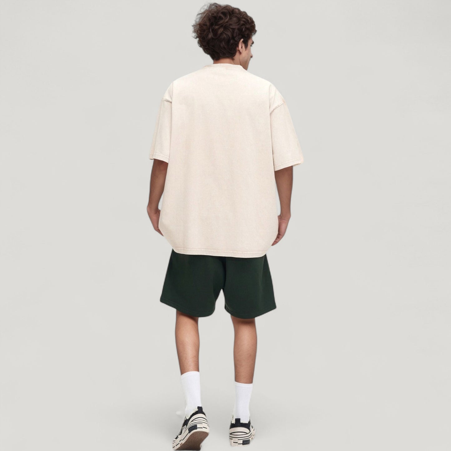 Men's Oversized Short Sleeve Crew Neck T-Shirt with Washed Vintage Look