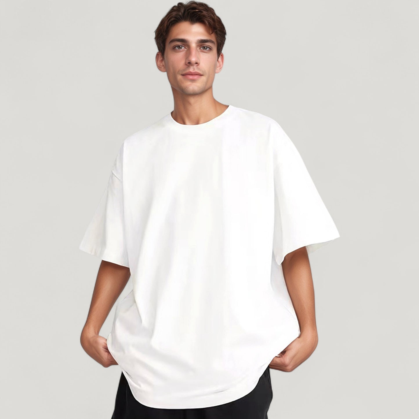 Men's Oversized Short Sleeve Crew Neck T-Shirt with Washed Vintage Look