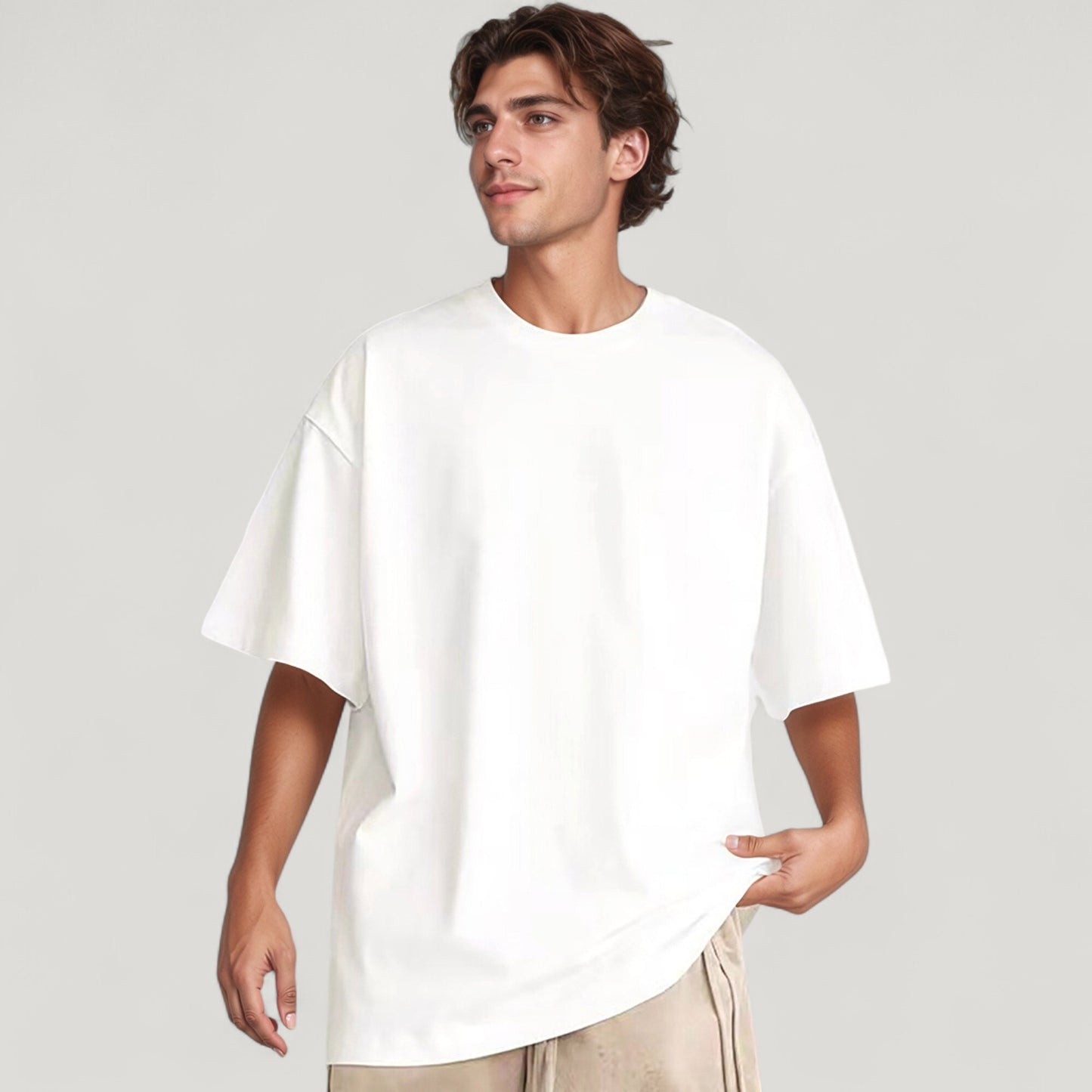 Men's Oversized Short Sleeve Crew Neck T-Shirt with Washed Vintage Look