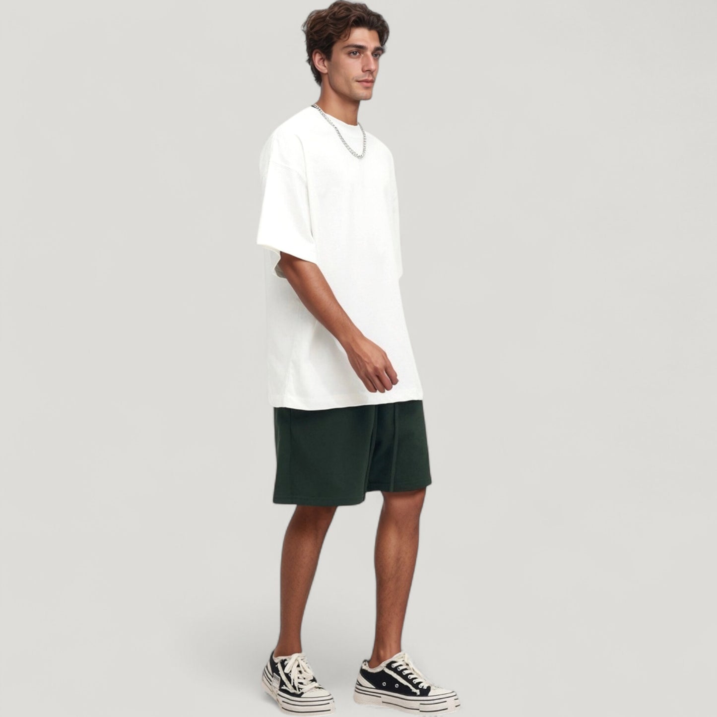 Men's Oversized Short Sleeve Crew Neck T-Shirt with Washed Vintage Look