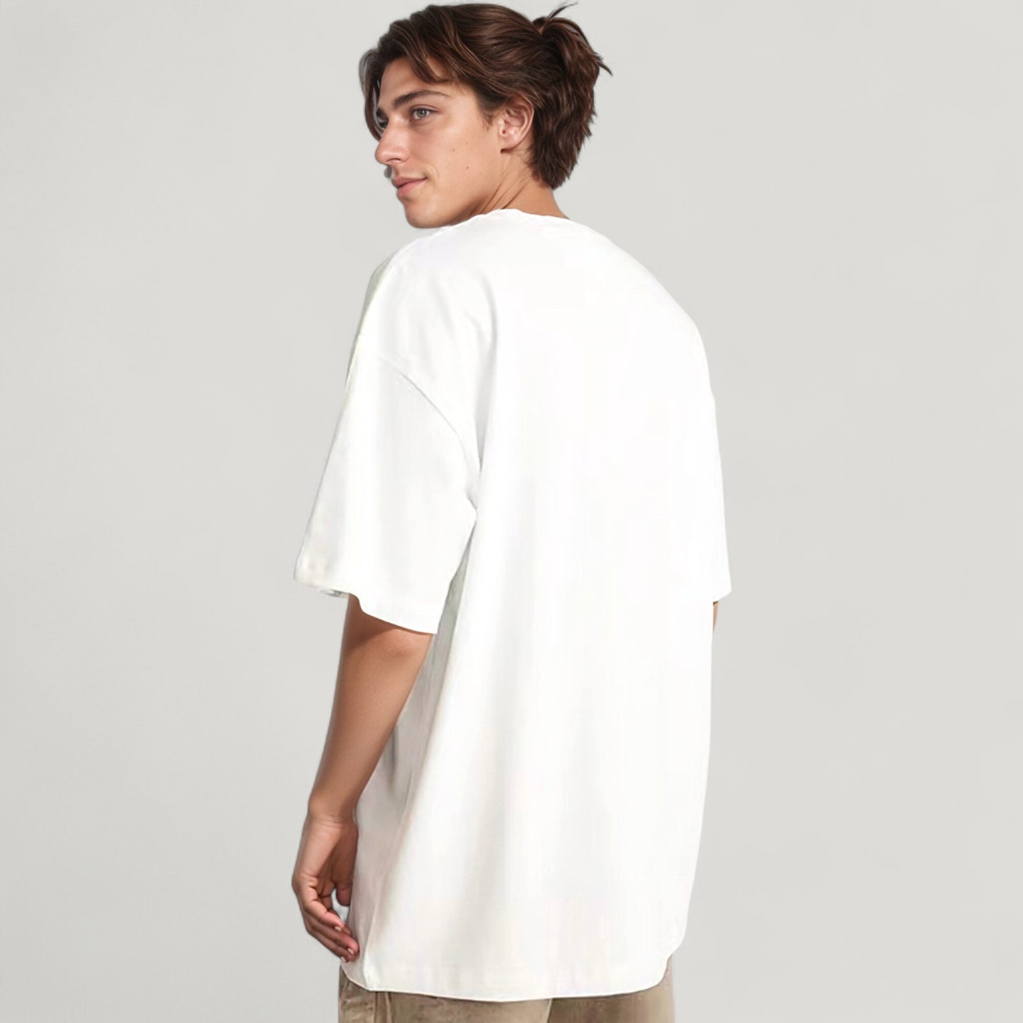 Men's Oversized Short Sleeve Crew Neck T-Shirt with Washed Vintage Look