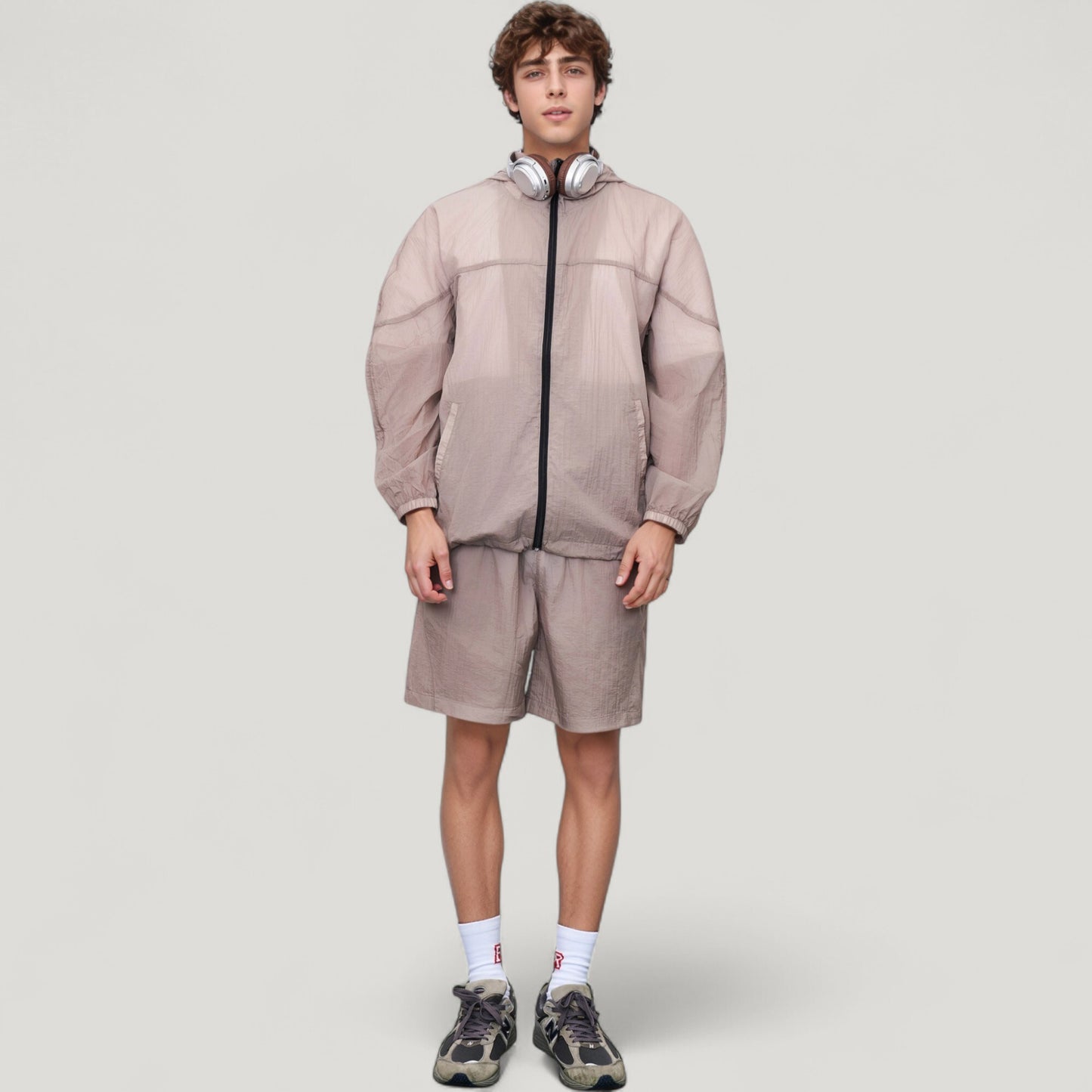Men's Hooded Zip-Up Sun Protection Jacket with Lightweight Design and Relaxed Fit