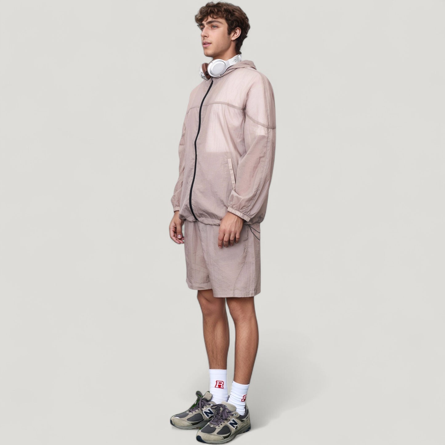 Men's Hooded Zip-Up Sun Protection Jacket with Lightweight Design and Relaxed Fit