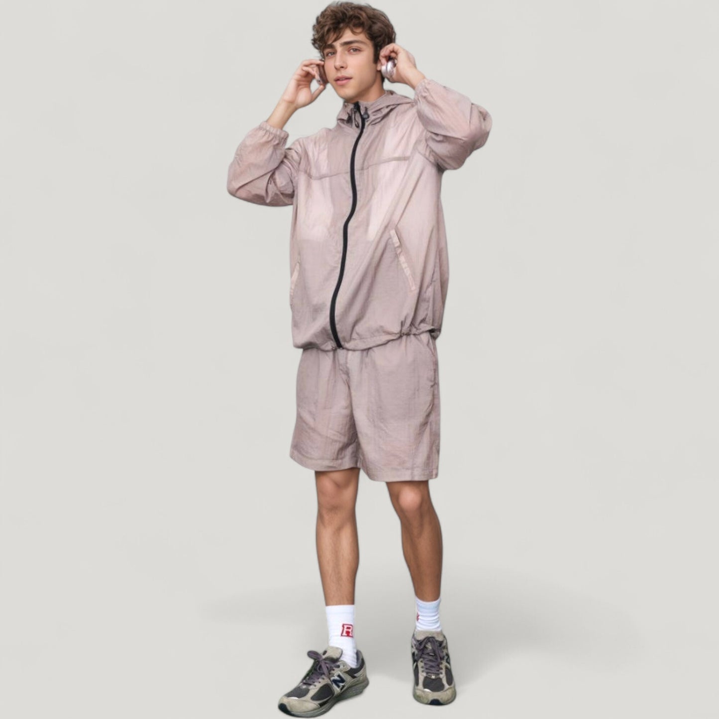 Men's Hooded Zip-Up Sun Protection Jacket with Lightweight Design and Relaxed Fit