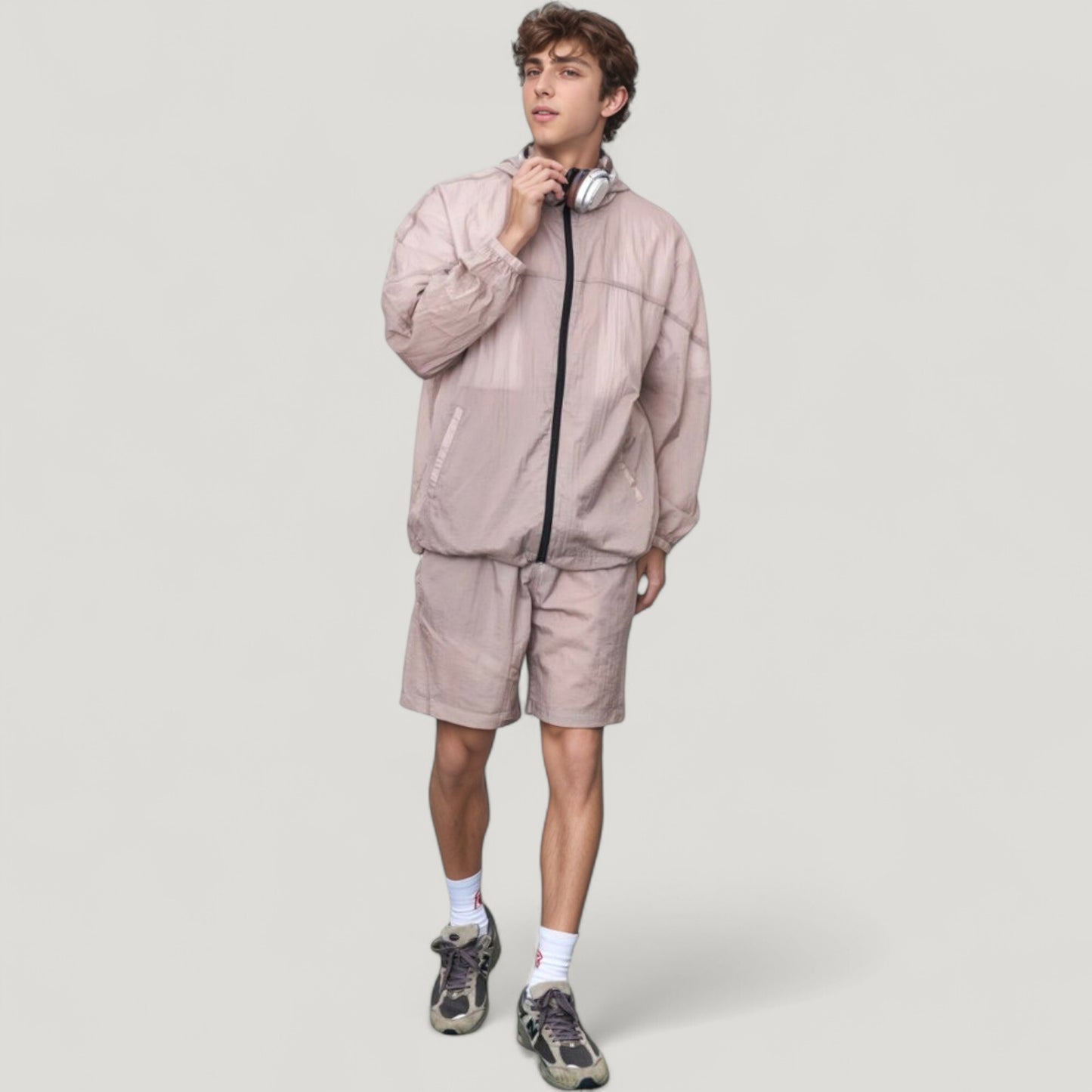 Men's Hooded Zip-Up Sun Protection Jacket with Lightweight Design and Relaxed Fit