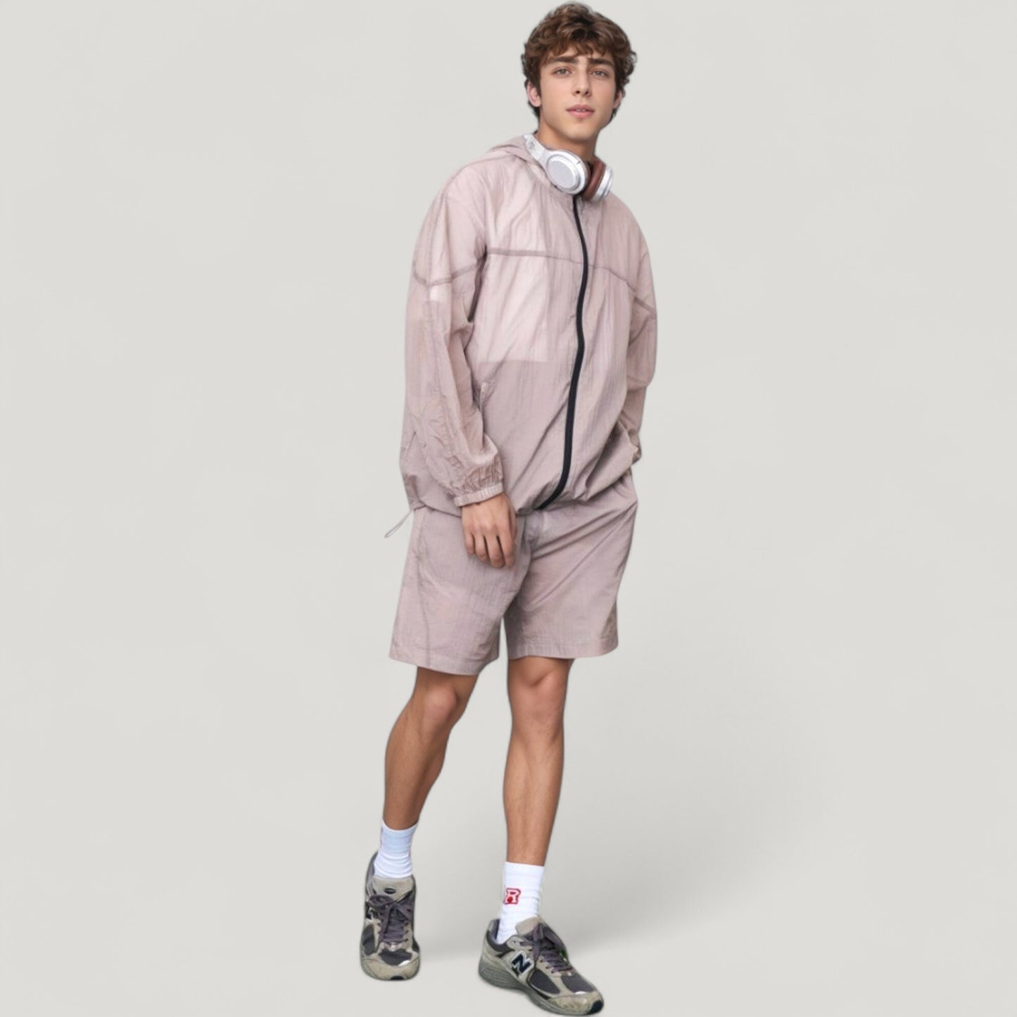 Men's Hooded Zip-Up Sun Protection Jacket with Lightweight Design and Relaxed Fit