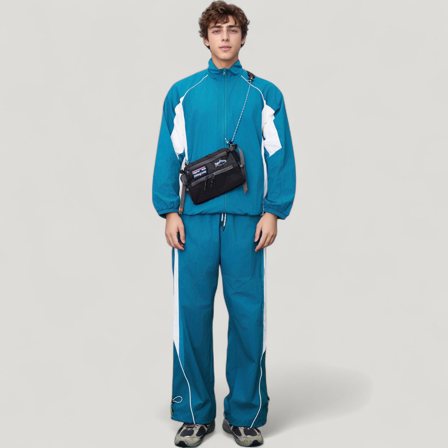 Men's Full Zip Colorblock Track Jacket with Elastic Hem and Stand Collar