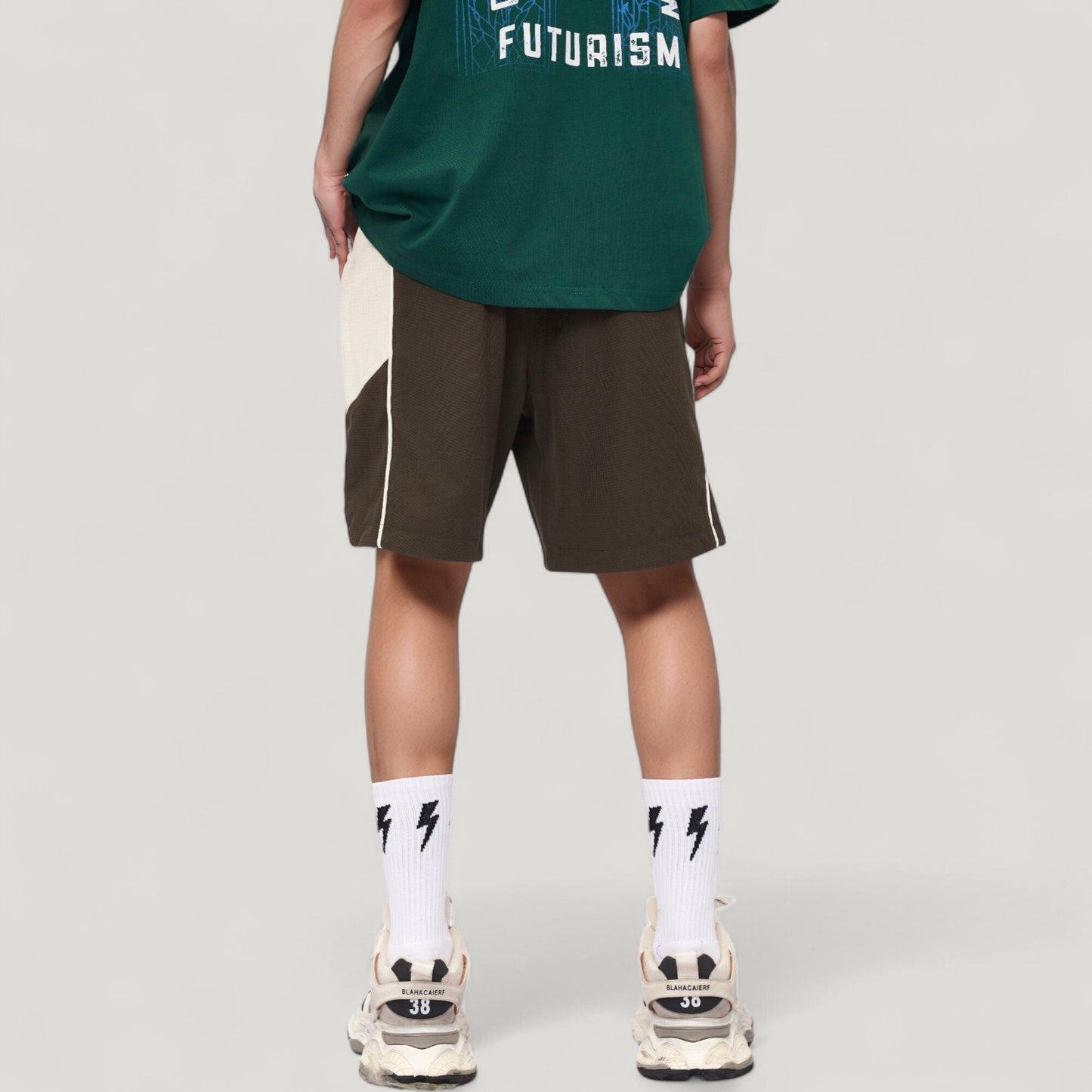 Men's Colorblock Drawstring Waist Relaxed Fit Casual Shorts with Side Pockets