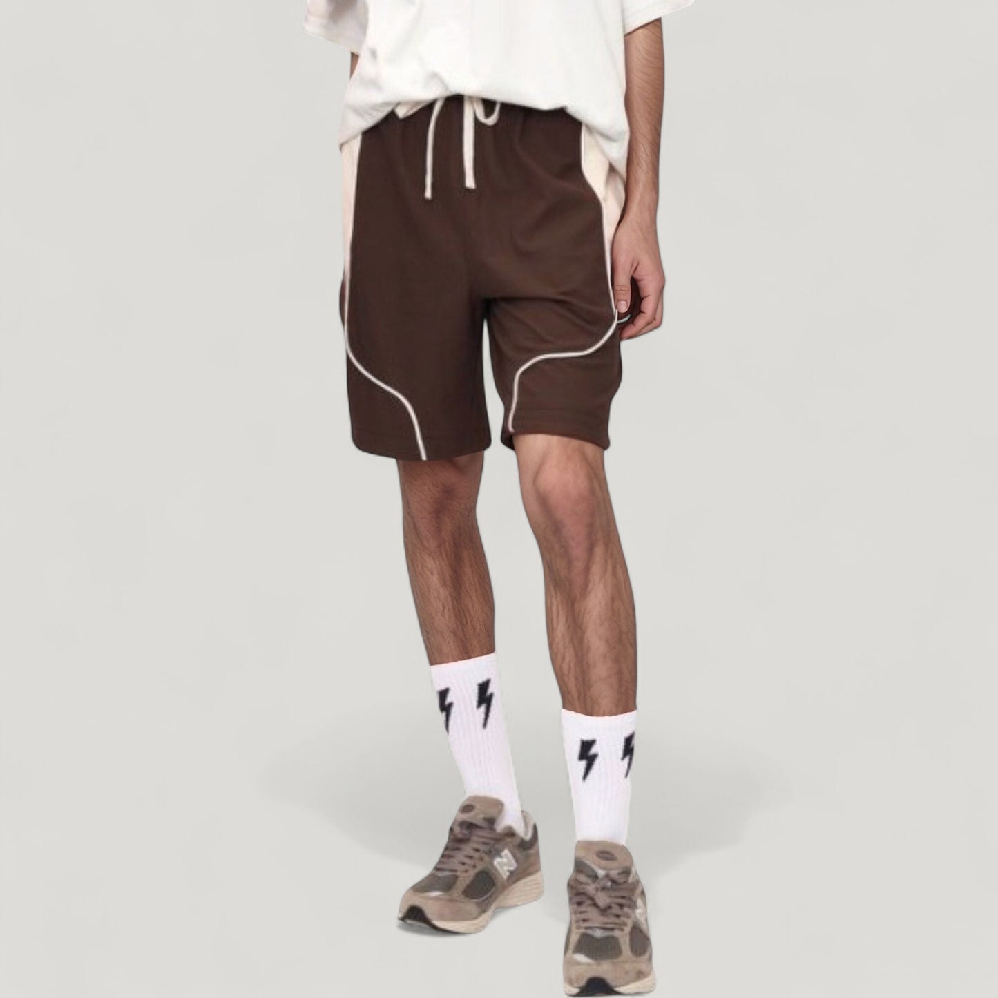 Men's Colorblock Drawstring Waist Relaxed Fit Casual Shorts with Side Pockets
